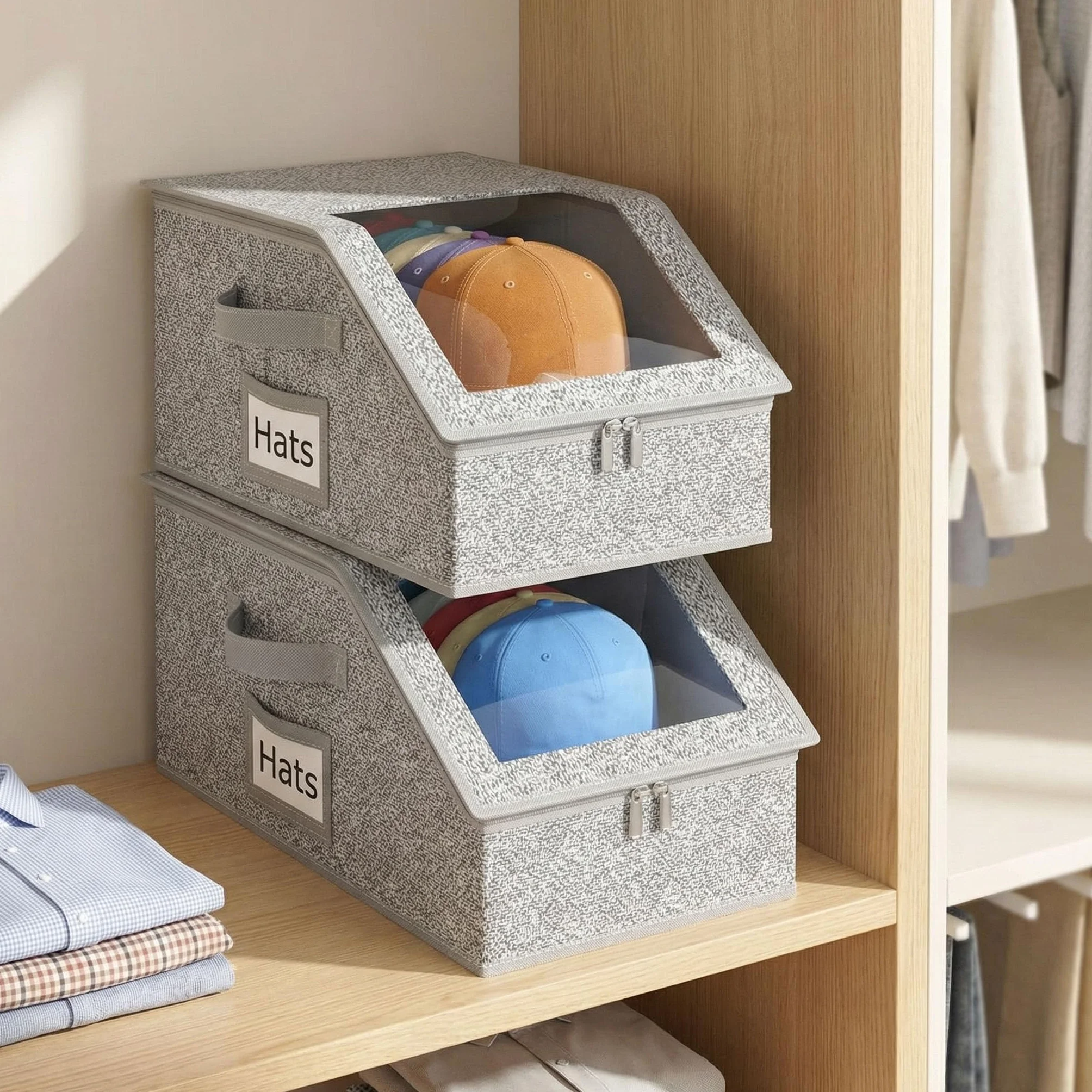 Generico Organizzatore di cappelli impilabile Contenitore per cappellini da baseball capiente 24 armadio