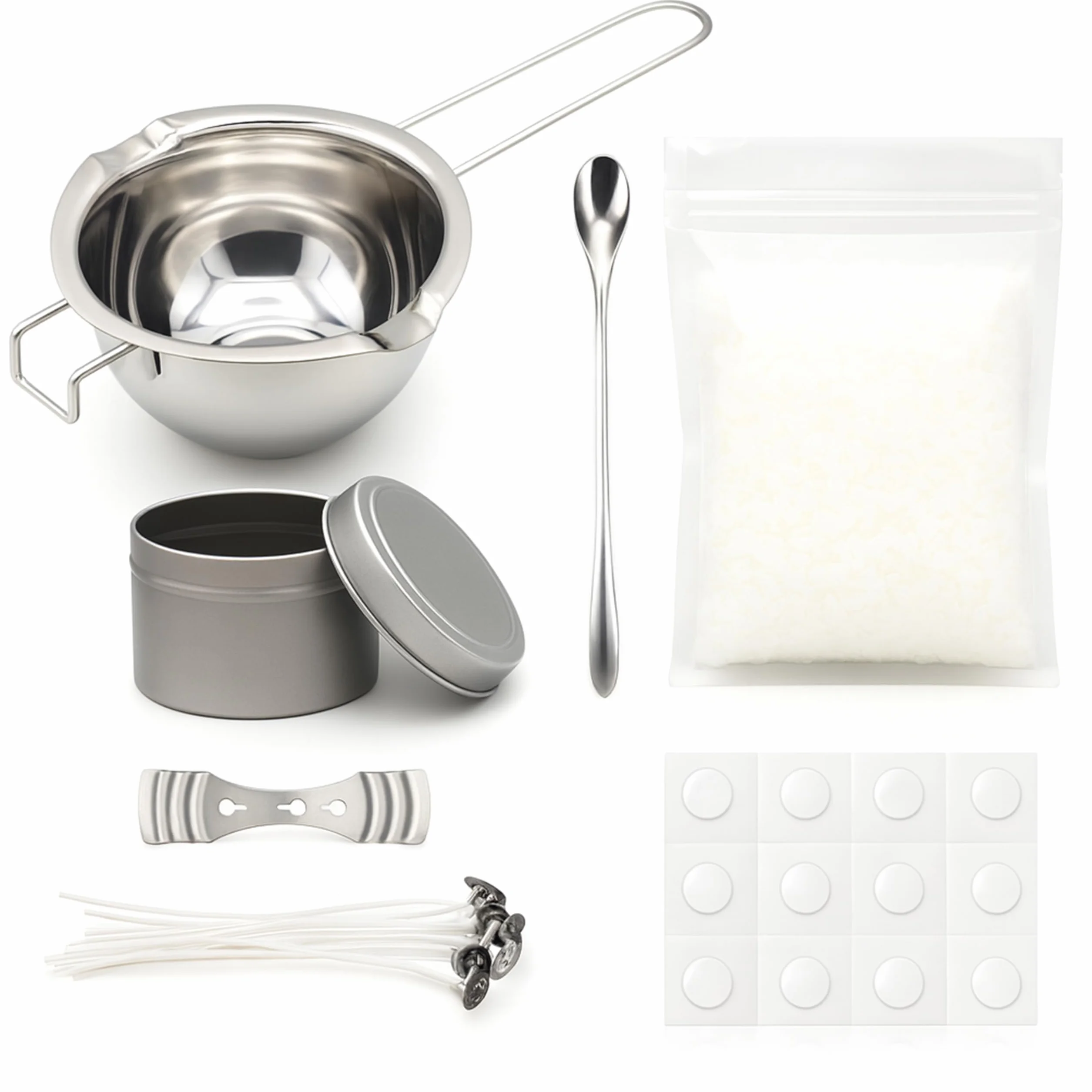 Generico Kit Candele Fai da Te Completo – Set per Creare Candele Artigianali con Cera, Contenitore in Metallo, Stoppini, Pentolino in Acciaio e Accessori – Ideale per Principianti