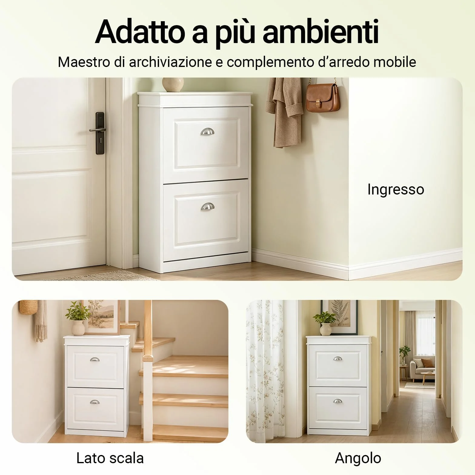 SoBuy Scarpiera Salvaspazio Slim Mobiletto da Ingresso con 2 Ante a Ribalta, Armadio Portascarpe Scarpiera Legno Moderna per Ingresso, Corridoio o Camera da Letto 54x24x83cm Bianco FSR78-W