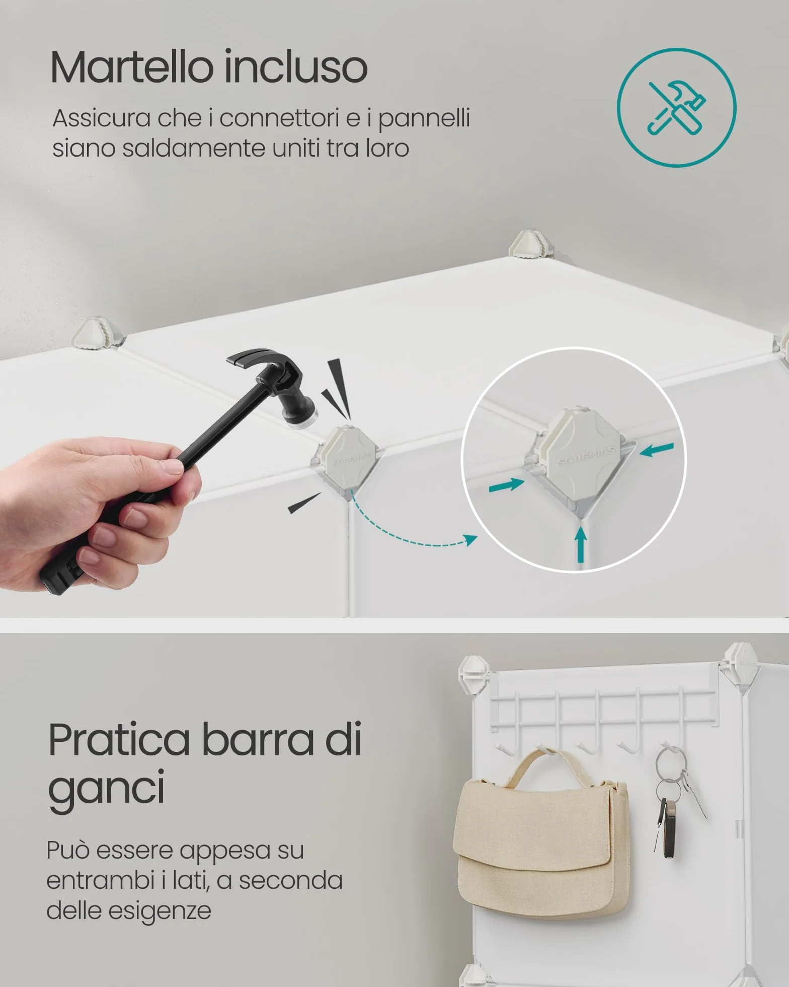 SONGMICS Scarpiera, Scaffale Modulare a 12 Scomparti per 48 Paia di Scarpe da Ingresso, con Sportelli, Telaio in Acciaio e Ripiani in Plastica, Camera da Letto, Bianco Nuvola LPC040W02