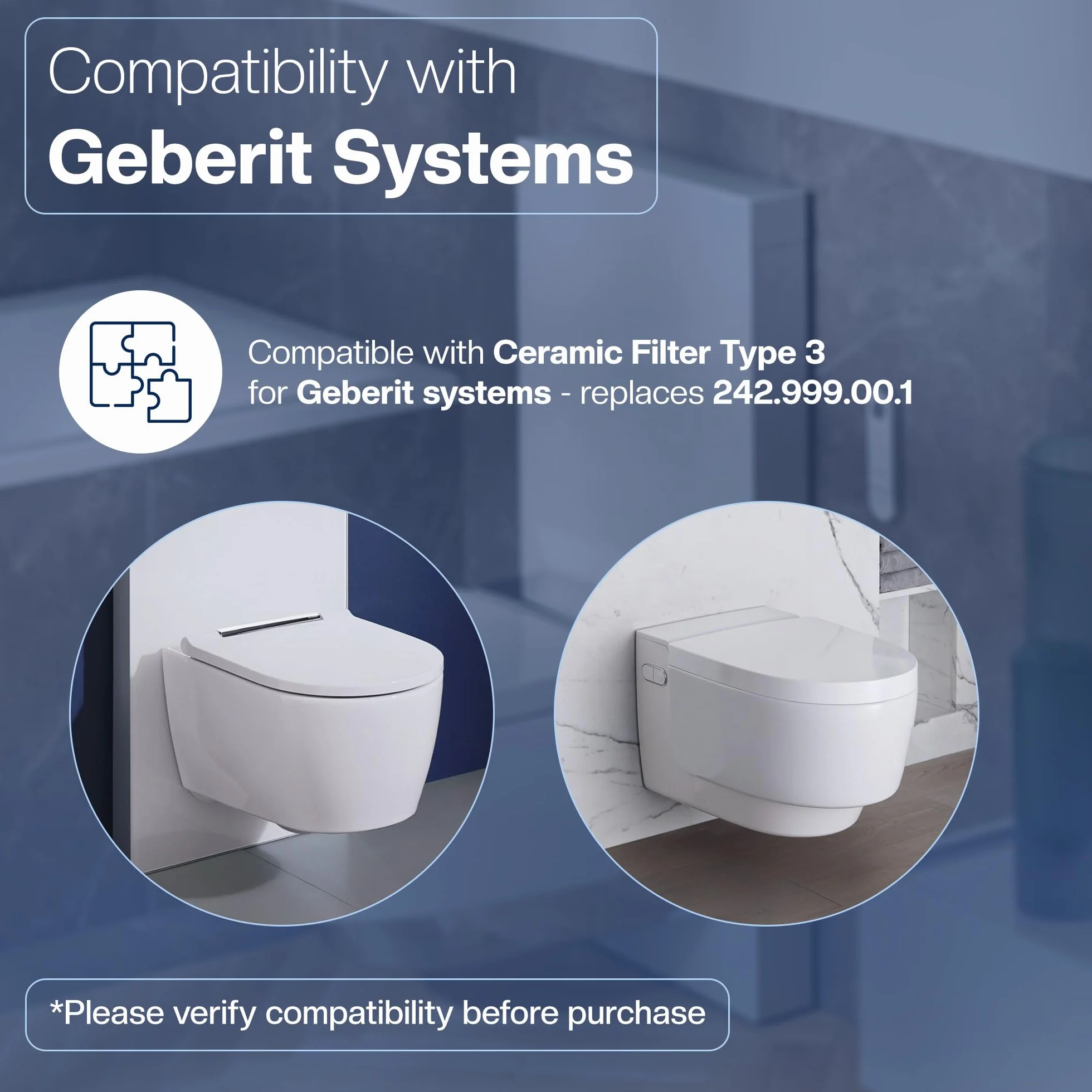 2 Filtri Ceramici Tipo 3 per Geberit AquaClean e DuoFresh – sostituisce 147.072.00.1 – Struttura a Nido d'Ape – per Mera e Tuma