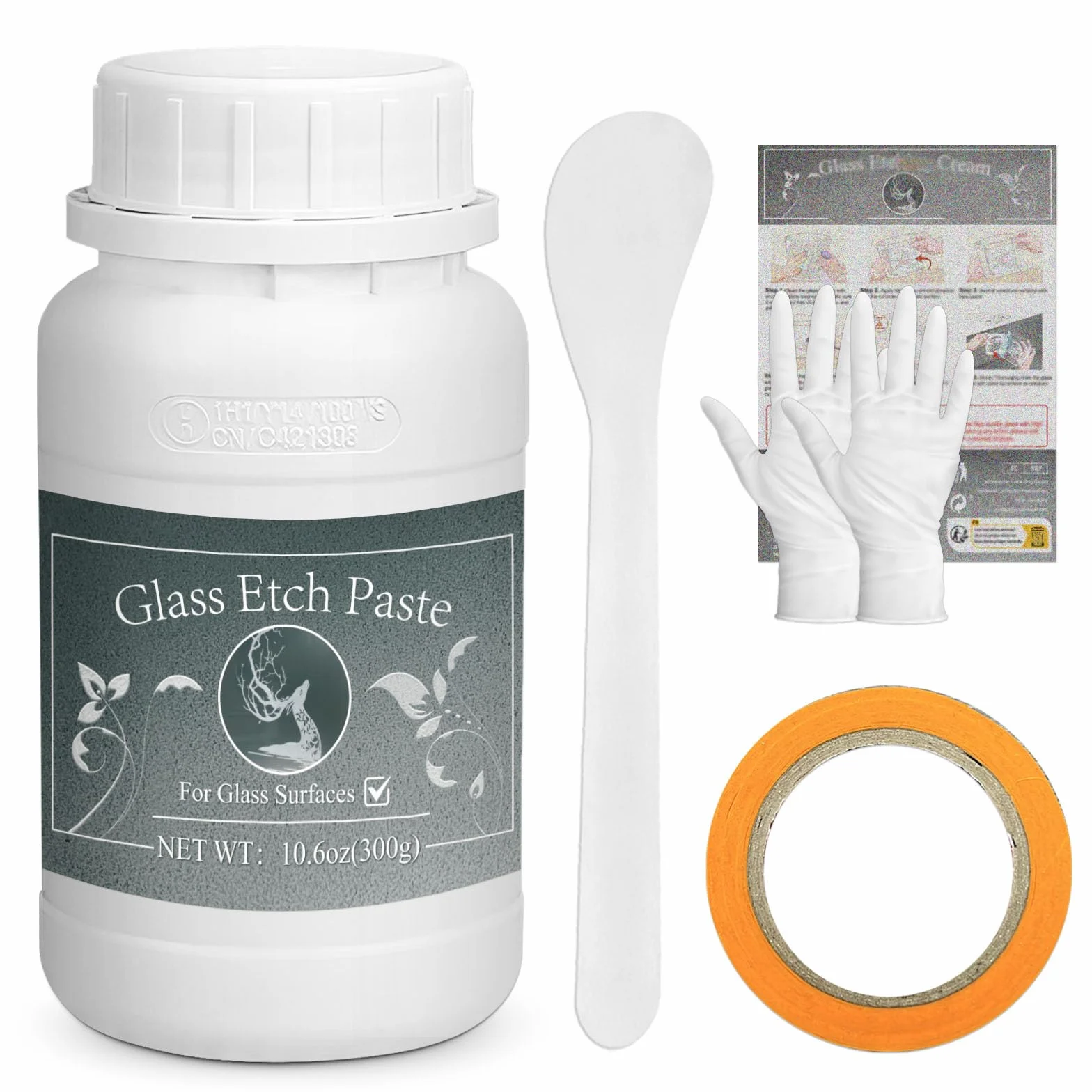 Pasta caustica per set di vetro, 10,5 oz etch Pasta for glass, crea in pochi minuti splendida arte su superfici in vetro, perfetta per principianti, artigianato artigianale significativo