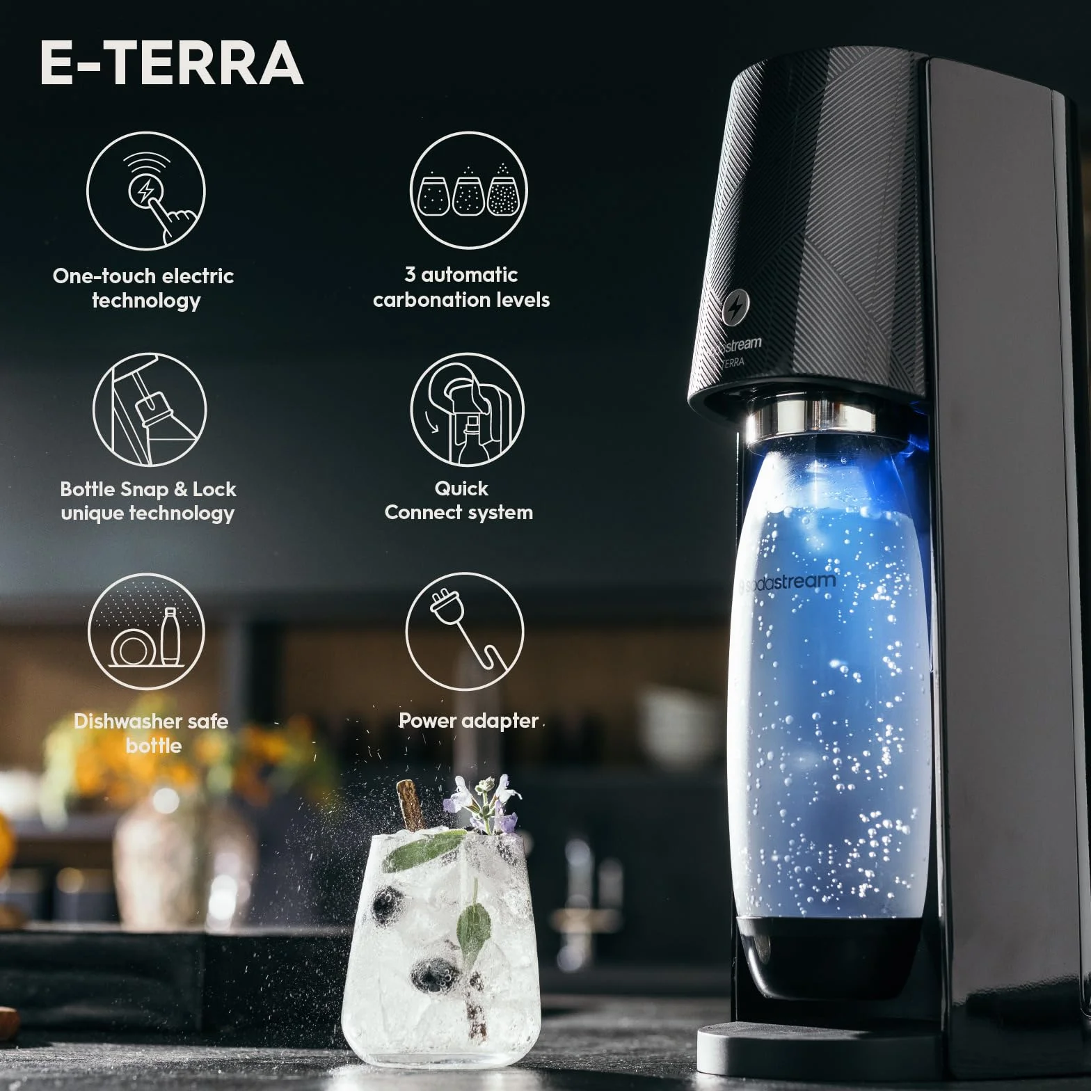SodaStream Gasatore d'Acqua Gaia Nero Include Cilindro CO2 425gr