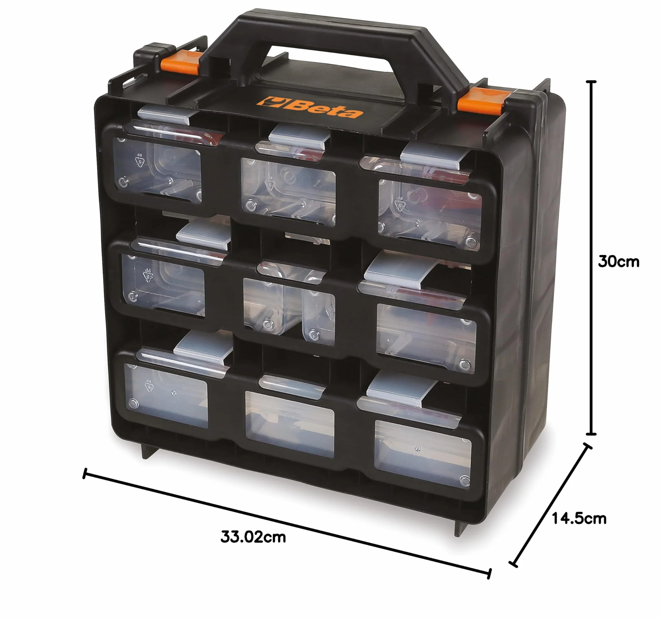 BETA Valigia Organizer 12 Vaschette Asportabili Trasparenti per Minuteria, Compatta 300x145x330 mm 2080/V12