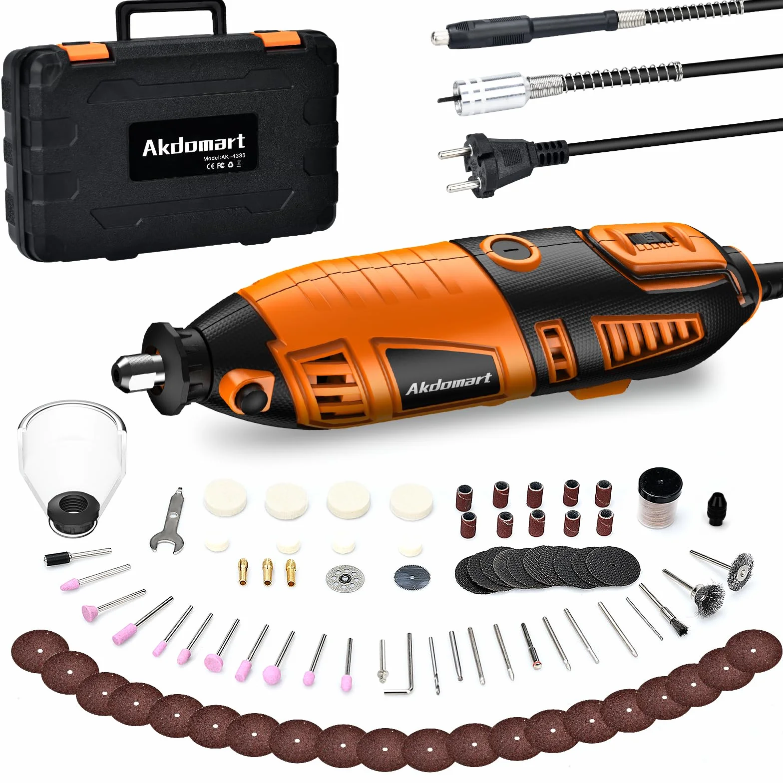 Akdomart Mini Trapano Elettrico 200W Utensile Rotante Multifunzione 135 Accessori 6 Velocità 8000-35000 giri/min