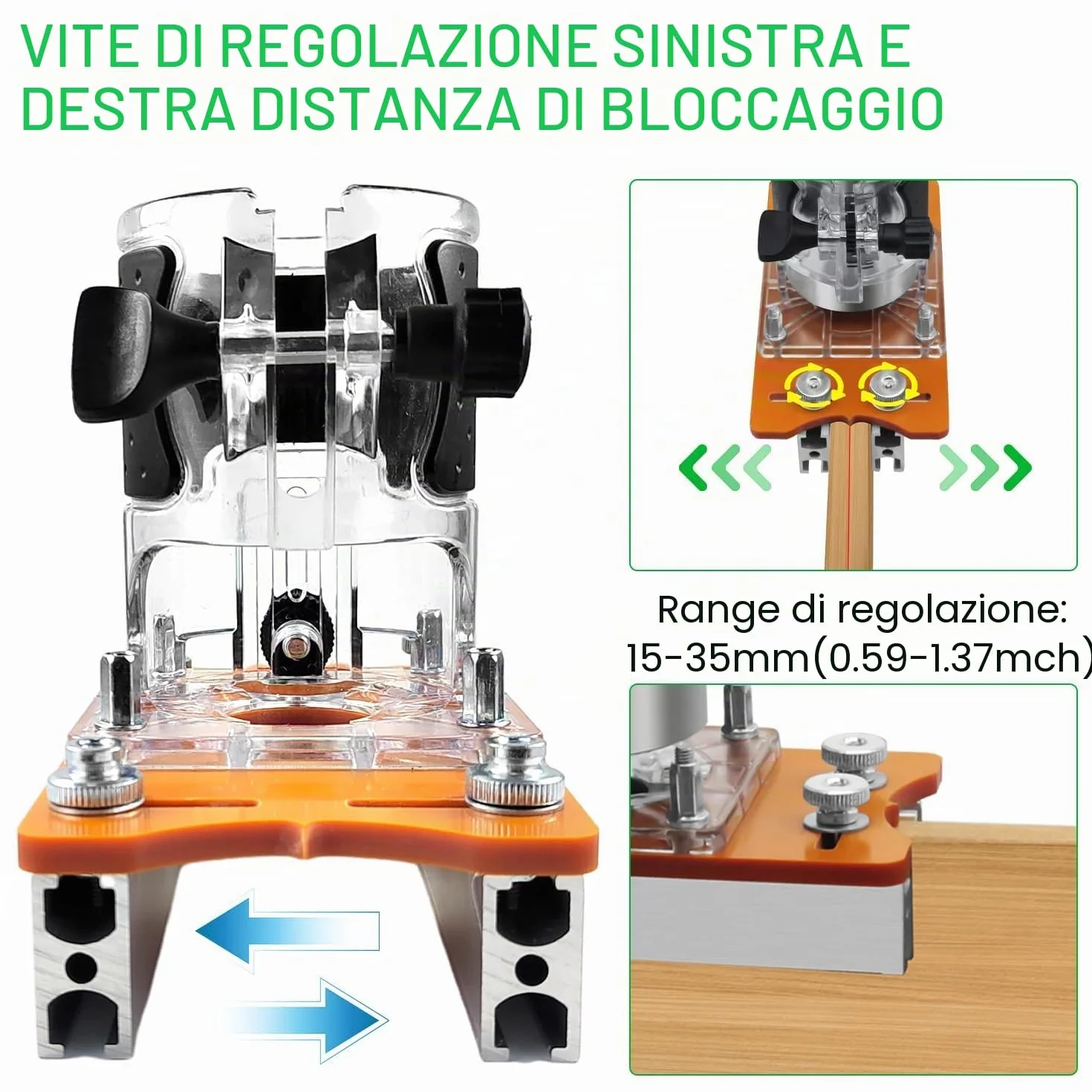 2 in 1 Fresatrice Verticale Legno Piastra di Base, Rifilatore per Legno con Cesto di Fresatura e Piastra di Base in Lega di Alluminio, per Trimmer da 65 MM