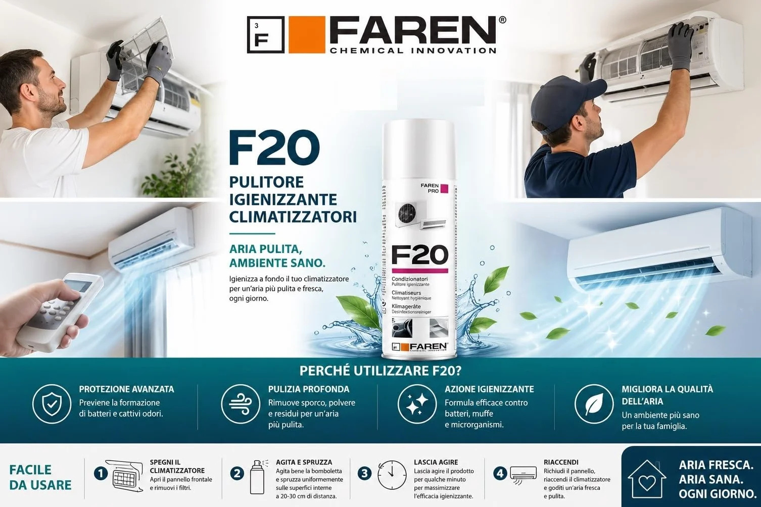 Faren F20 Igienizzante Spray per Climatizzatori 400ml