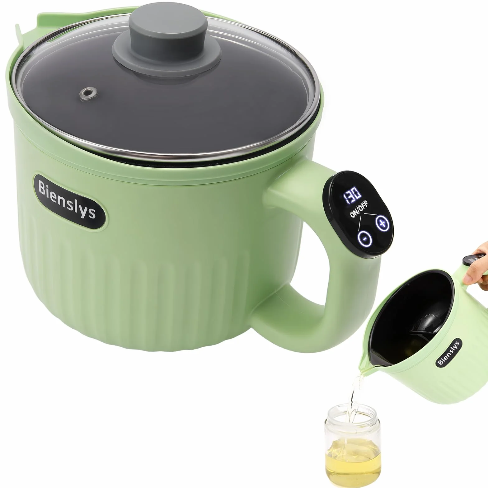 Bienslys Pentola sciogli cera elettrica 1,5 L con touchscreen digitale, rivestimento antiaderente e controllo preciso della temperatura – Ideale per candele, saponi, cera fusa e progetti fai-da-te.