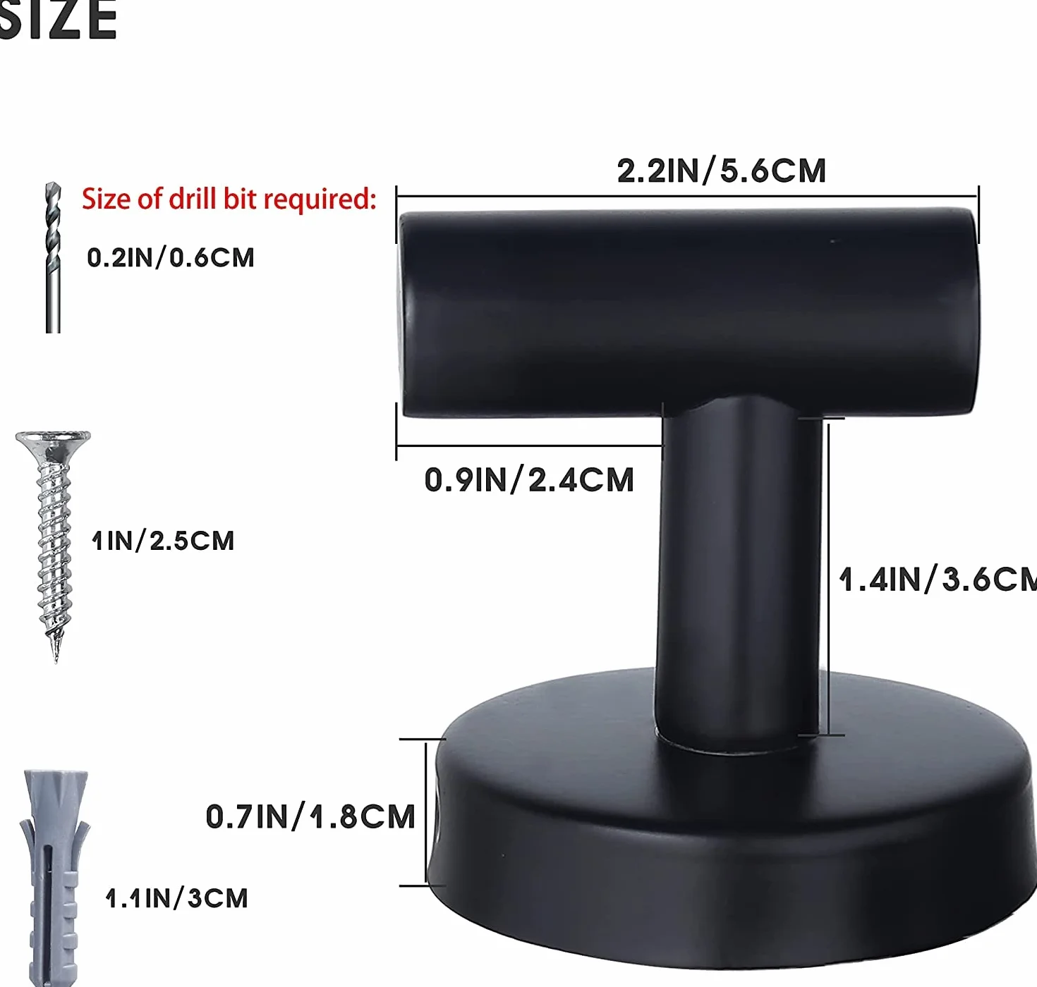 YUET 2 Pezzi Ganci Portasciugamani in SUS 304 Acciaio Inox Gancio Appendiabiti da Parete Con Accessori a vite per Cucina e Bagno Asciugamani Muro Accappatoio (Nero)