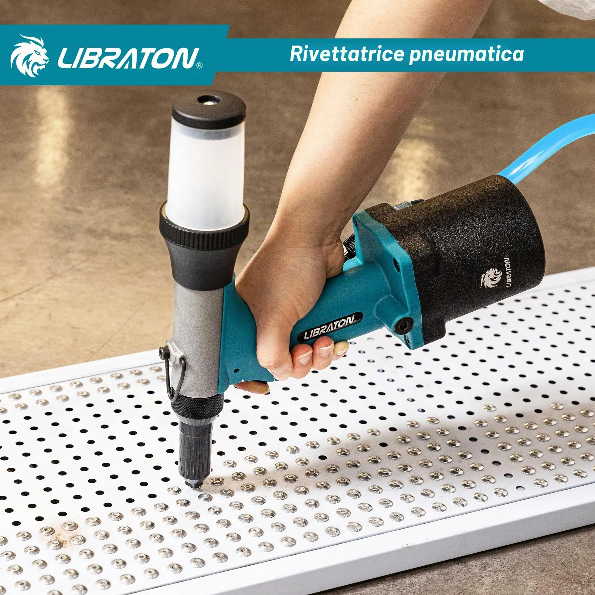 LIBRATON Kit rivettatrice pneumatica Gu 2,4-4,8 mm con rivetto 200c, strumento di riparazione automatica