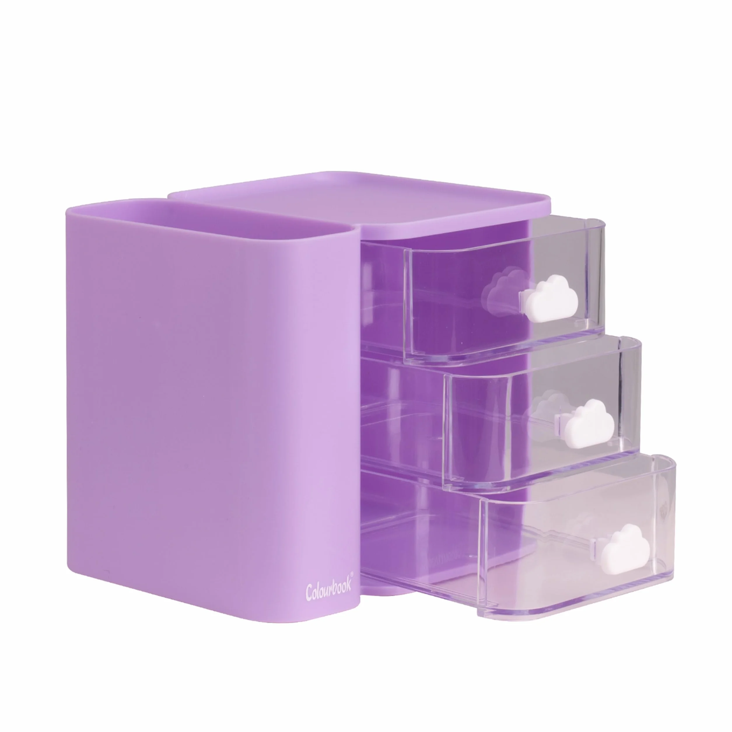 Colourbook Cubby - Organizer Scrivania 3 Cassetti, Mini Cassettiera Portaoggetti, Porta Minuteria (Lavanda)