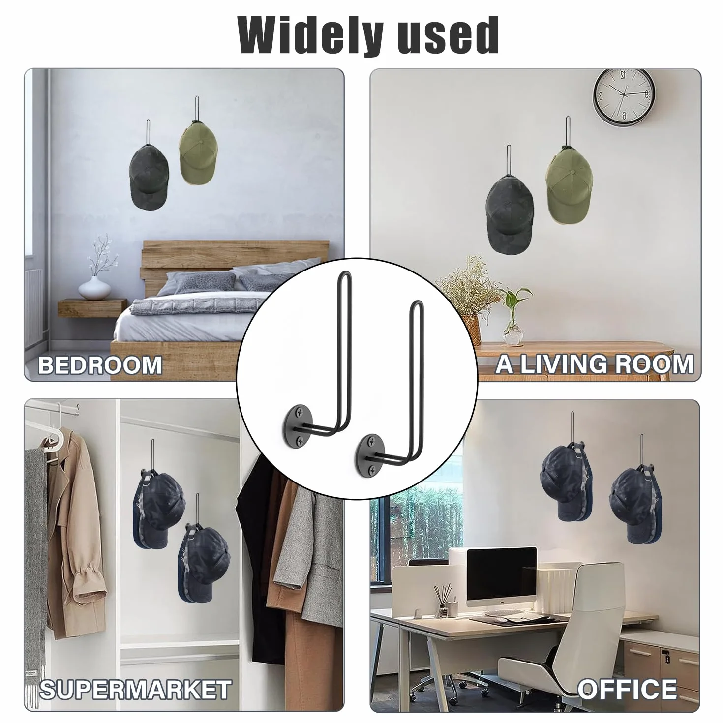 Porta Cappelli Parete 2 Pezzi Appendiabiti Rack Organizzatore Armadio Cappello Baseball Espositore