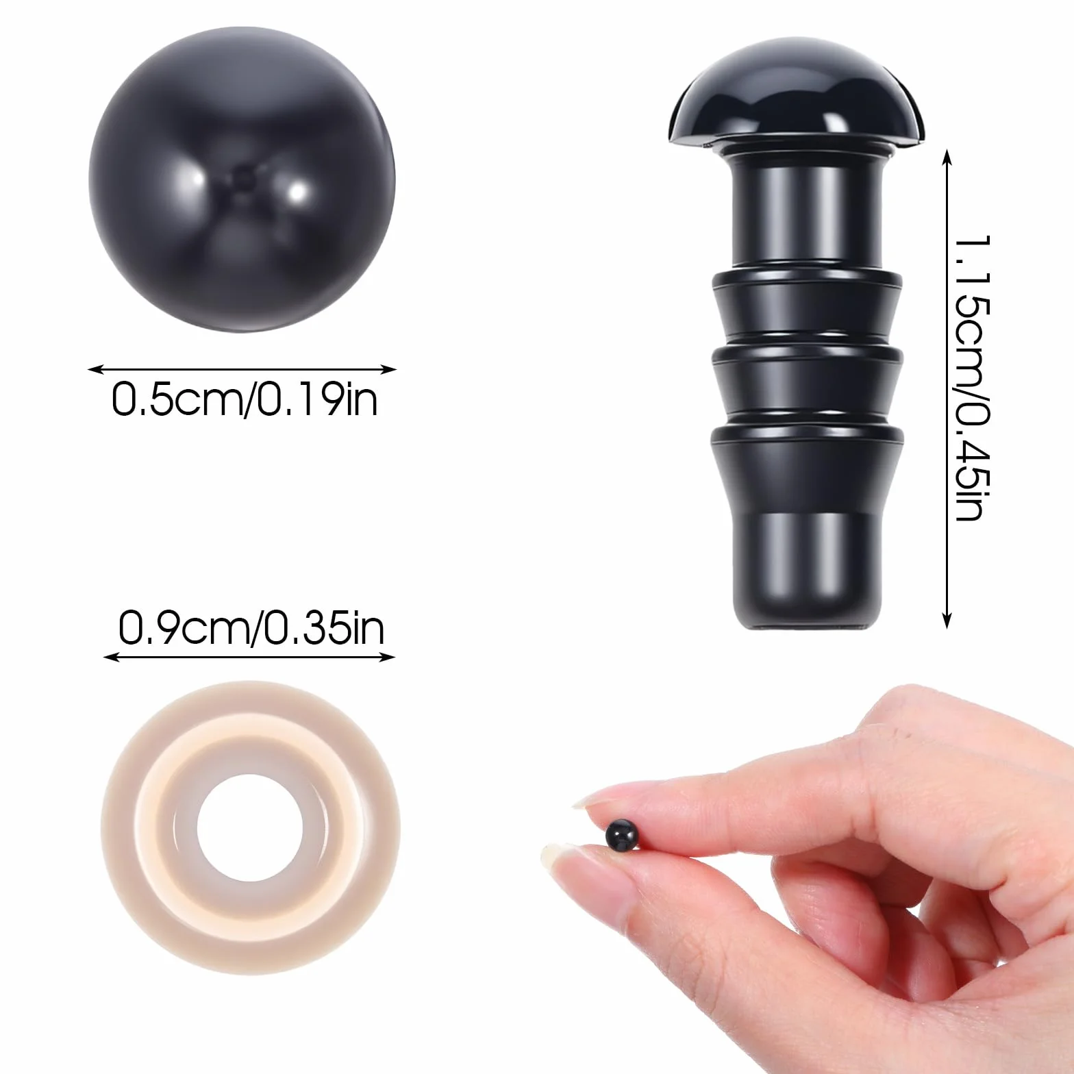 600 occhi di sicurezza da 5 mm per amigurumi, occhi e rondelle di sicurezza in plastica nera, occhi di sicurezza per amigurumi, occhi all'uncinetto per animali di peluche
