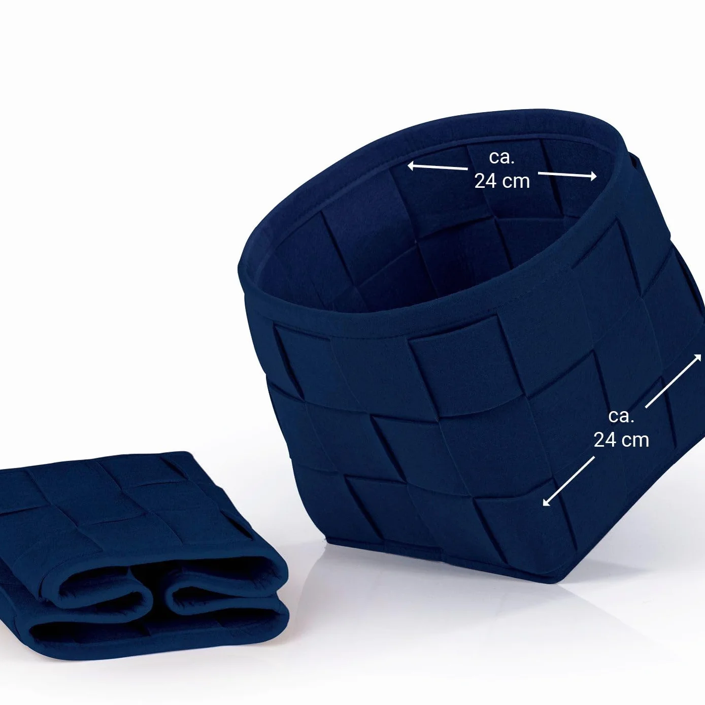 Cesta in feltro 24x24x24 cm pieghevole per legna da camino e riviste Blu scuro