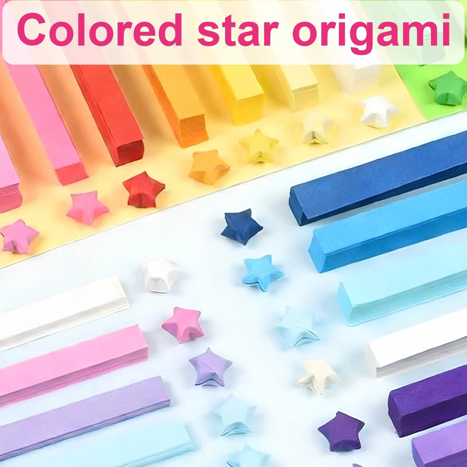 1080 Pezzi Stelle di Carta Origami Colori Vivaci Strisce di Carta Stelle Artigianali Fronte-retro per Progetti di Artigianato Artistico Fai-da-te Bambini Adulti ideale per progetti scolastici