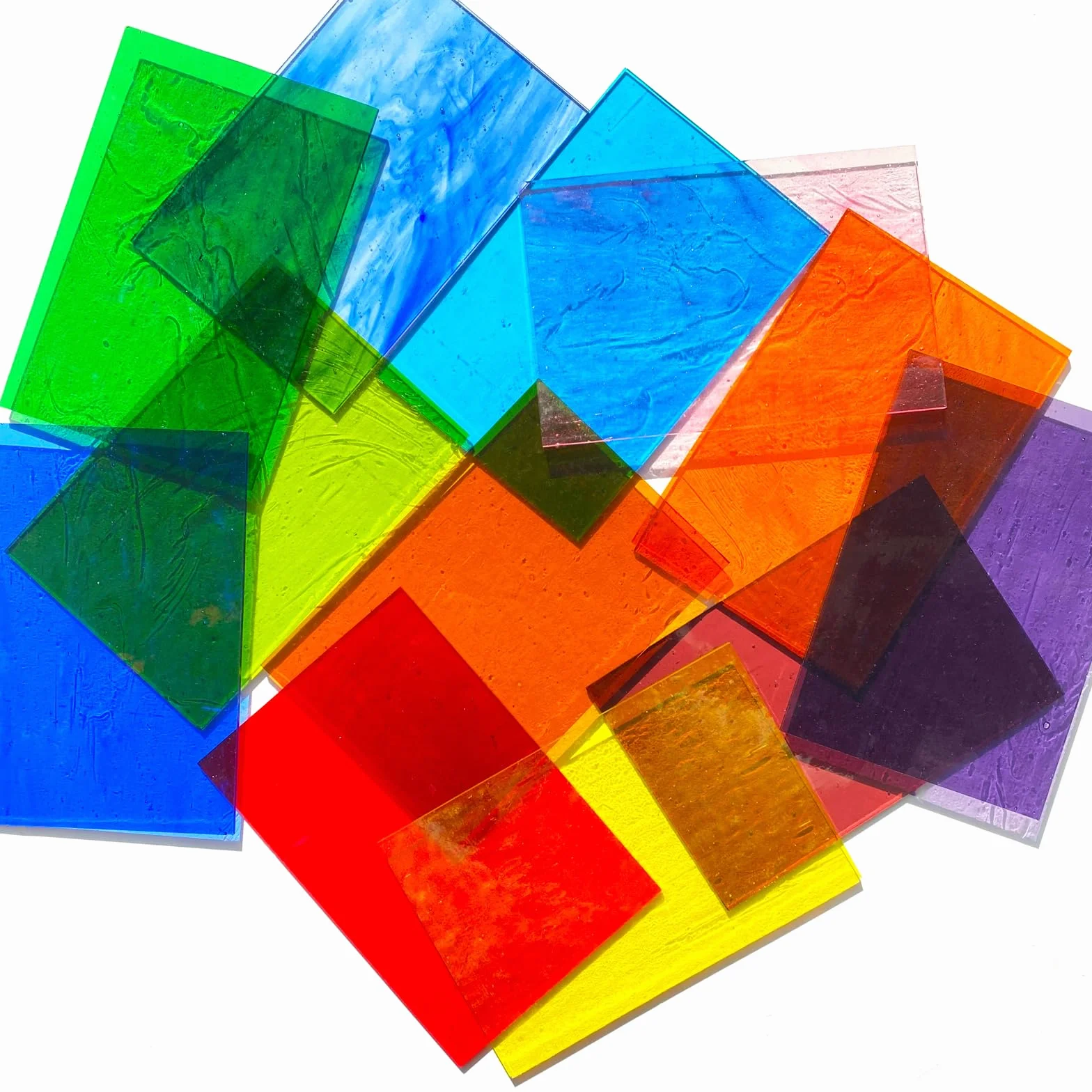 Confezione da 12 fogli di vetro colorato trasparente, 10,2 x 15,2 cm, piastrelle per mosaico in vetro per artigianato, forniture in vetro colorato per progetti e lavori a mosaico