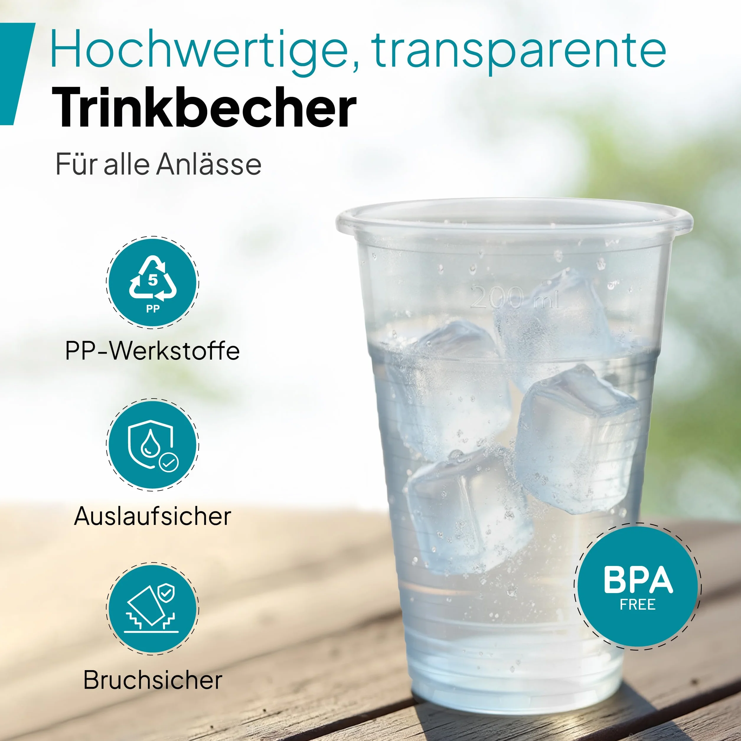 Commerline Bicchieri in plastica trasparente 0,3 l 200 pezzi in polipropilene PP