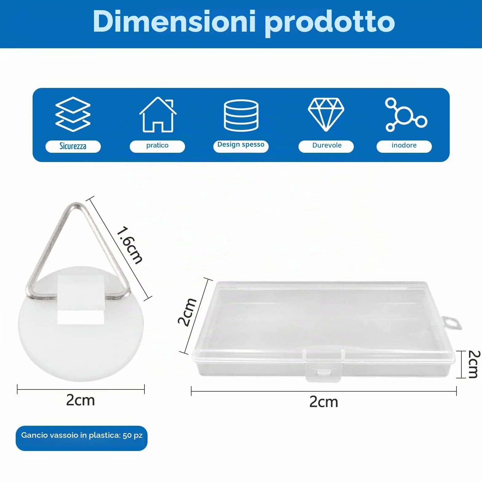 CONNECTION 50 PCS Ganci Adesivi Invisibili per Quadri 2CM Appendini Piatti da Parete Supporti Verticali Bagno Cucina