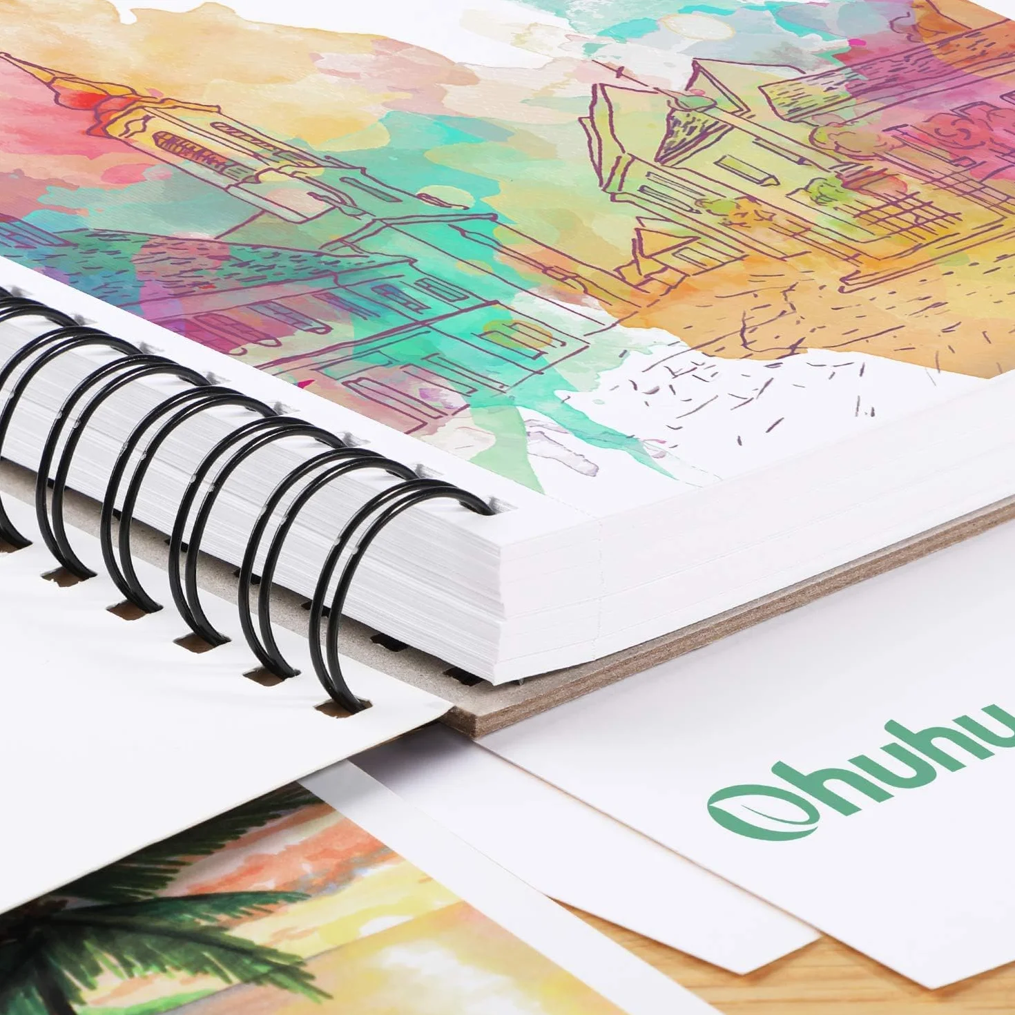Blocco per Schizzi a Spirale A4 - Ohuhu Sketchbook, 60 Fogli 120 Pagine - 200g/m², Album da Disegno con Copertina Rigida, Cartoncino Senza Acidi, Ritratto, 21 x 29,7cm