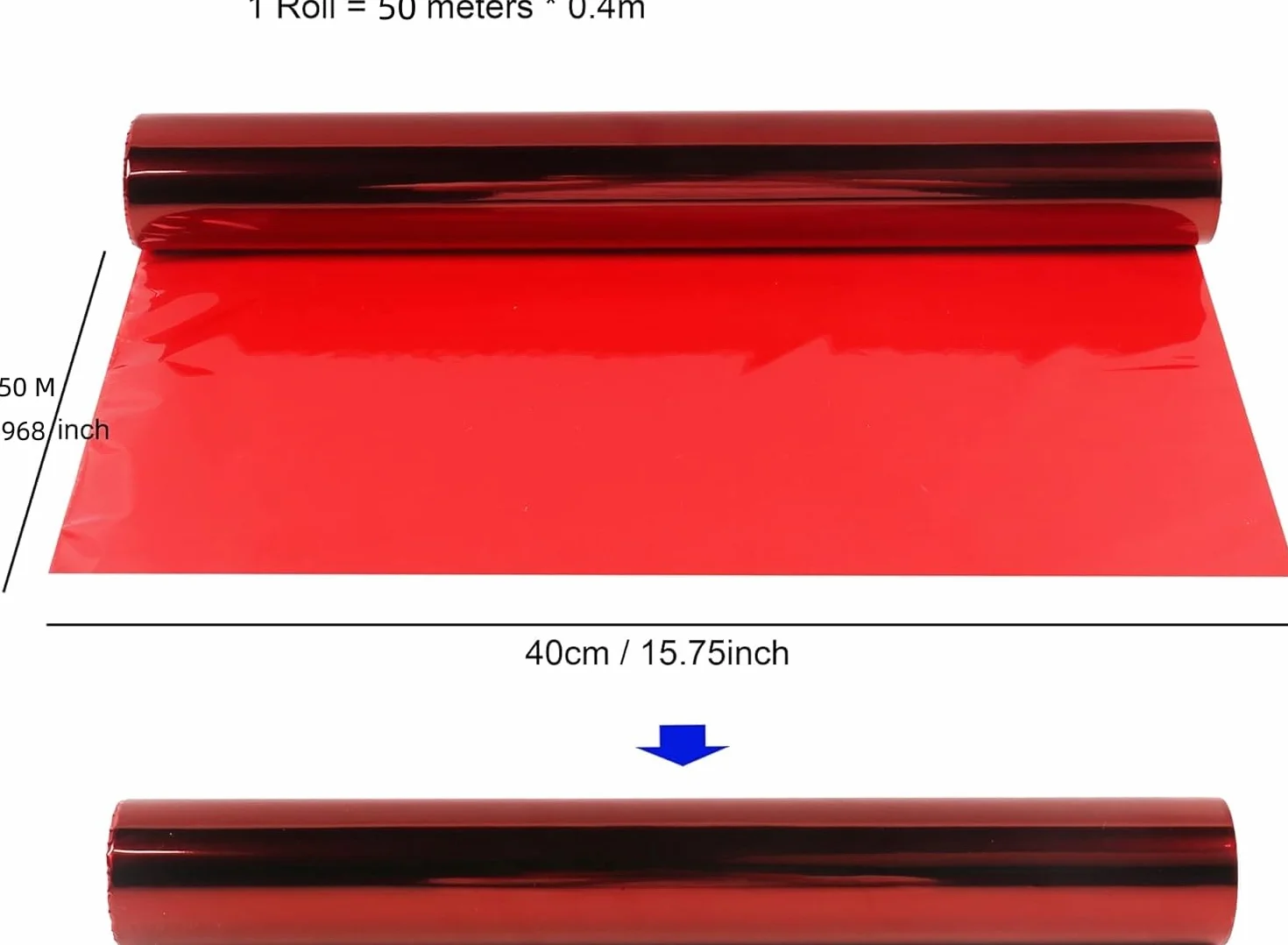 YSTrillion Involucro di Cellophane,1Roll Rotolo di Red Cellophane Trasparente per Confezioni,Ideale per Fiorist,Artigianato,Bouquet di Fiori (40cm x 30m)