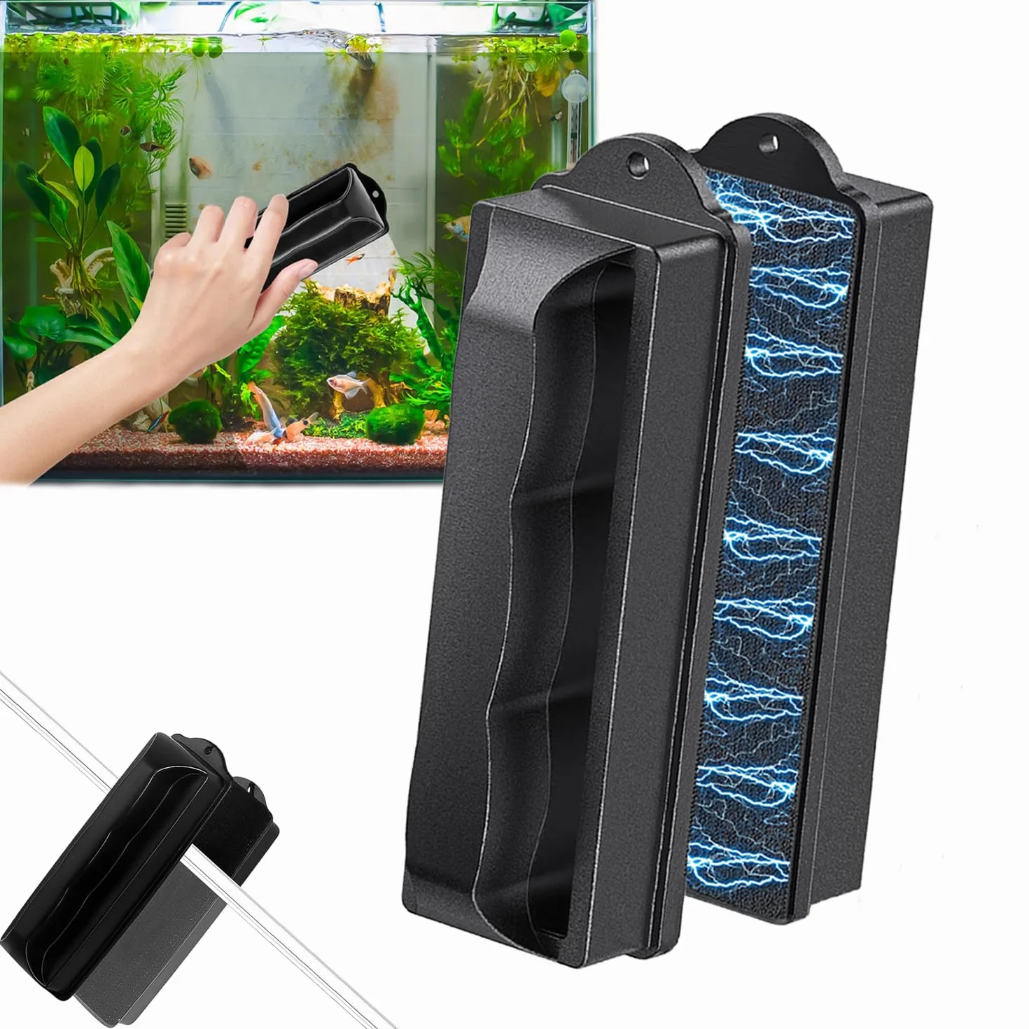 Acquario Spazzola Magnetica Serbatoio Pesce Vetro Pulitore,Spazzola Magnetica per la Pulizia del Vetro,Spazzola Magnetica per la Pulizia dell'acquario per Piscine in Vetro di Pesce