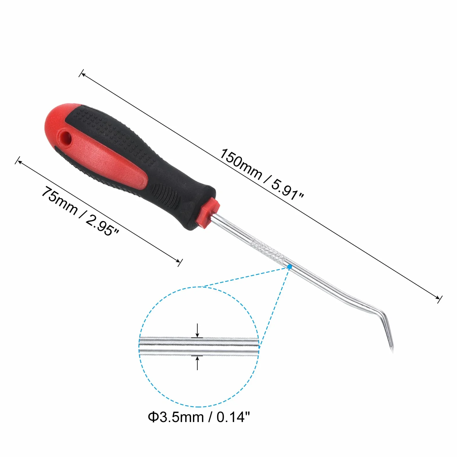 PATIKIL O-Ring 45 Gradi Gancio 150mm, Olio Guarnizione Guarnizione Precisione Cacciavite Estrattore Estrattore Rimozione Strumento, Rosso