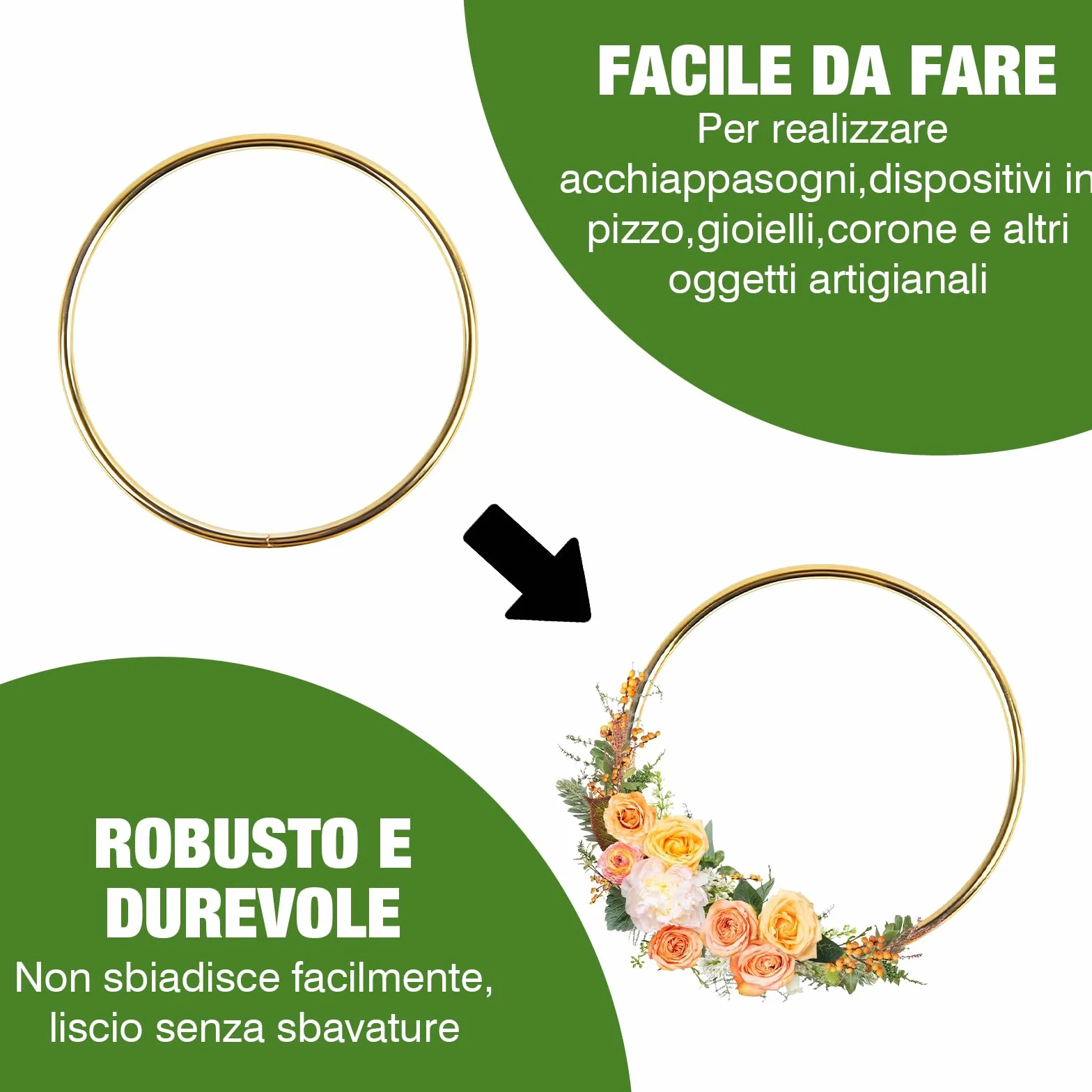 VEGCOO 20 Pezzi Cerchi per Acchiappasogni 7,5 cm Anelli in Metallo Oro, Cerchi in Ferro Macramè Fai da Te
