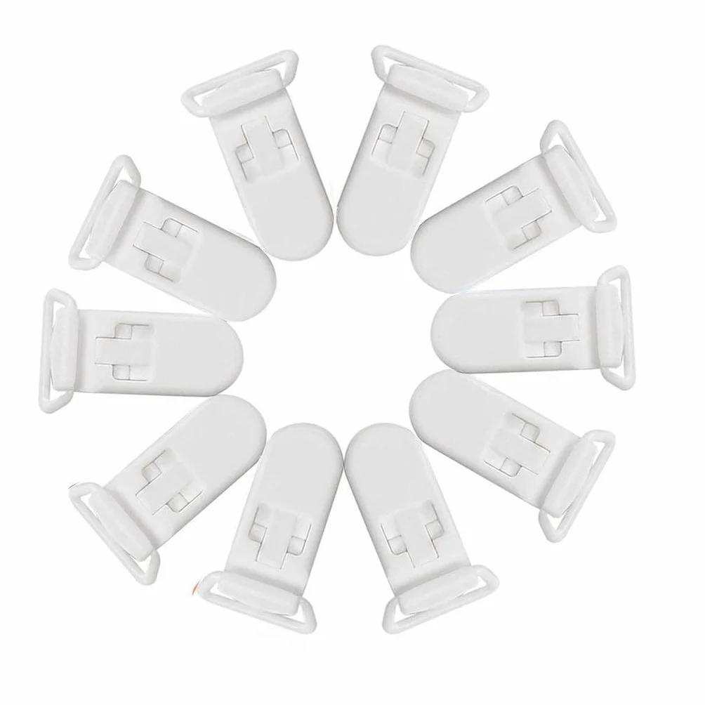 10 pezzi riutilizzabili in plastica distintivi clip per bambini manichino ciuccio clip per bambini giocattoli per artigianato bianco Durability