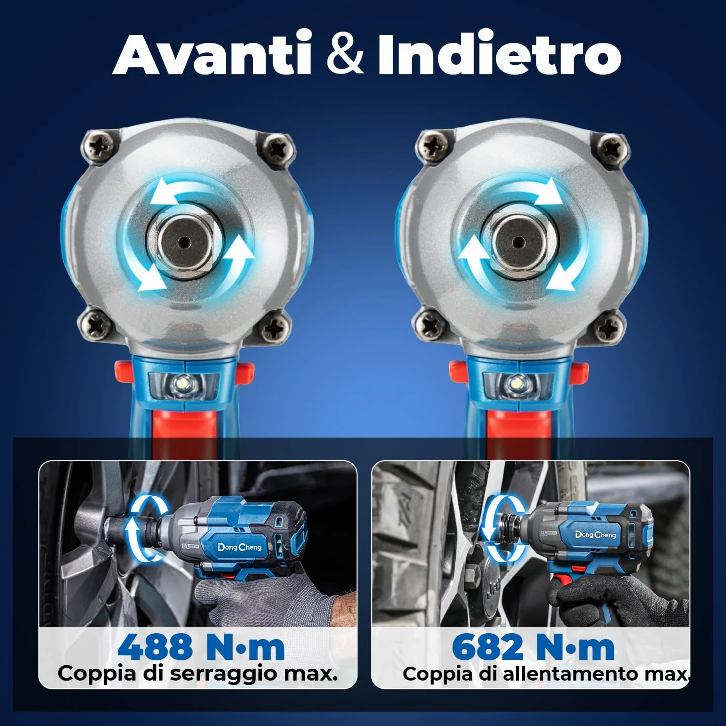 Dong Cheng Avvitatore a impulsi a batteria 20V 4,0 Ah brushless attacco 1/2" 3 velocità