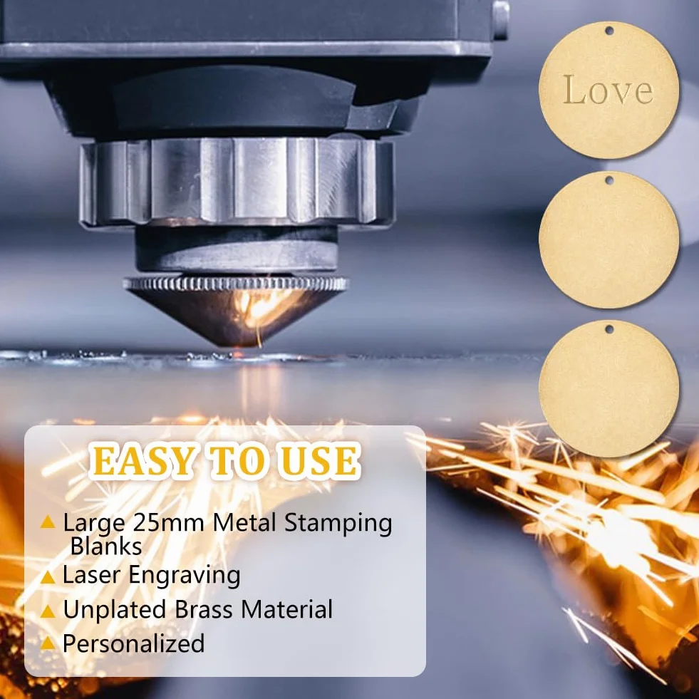 DICOSMETIC 20 Pezzi Incisione grezzi 25 mm Ciondolo In Ottone Con Foro Rotondo In Ottone Timbratura Per La Fabbricazione di Orecchini Bracciali E Gioielli
