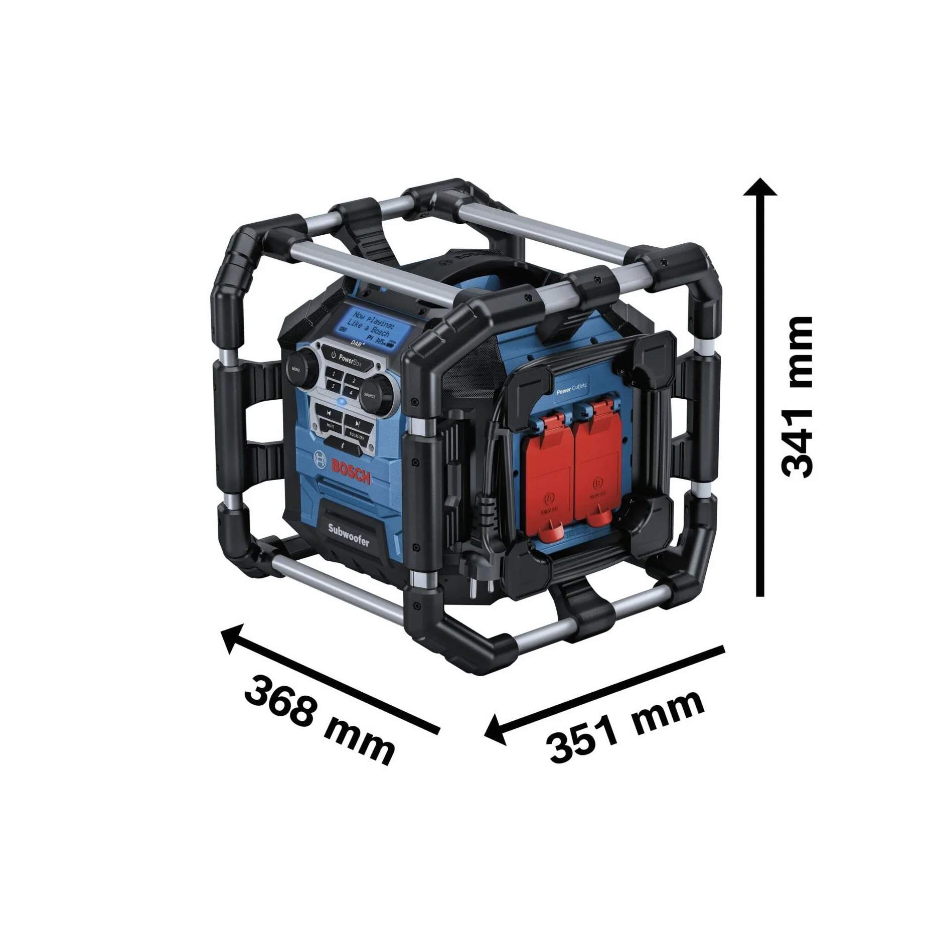 Bosch Professional 18V System Radio da cantiere a batteria GPB 18V-5 SC (ricezione tramite DAB+, Bluetooth, FM e AUX, incl. cavo AUX, 2 batterie (AA), confezione in cartone)
