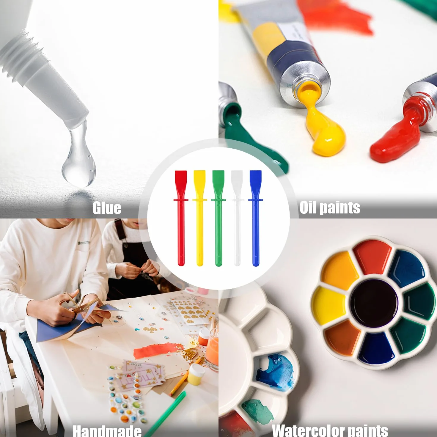20 Pezzi Spatola per Colla, Bastoncini di Plastica Colorata, 11.5cm Applicatore di Spatole, Spreader di Colla in Pelle, Accessorio per Manuali, per Progetti Artistici e Artigianali