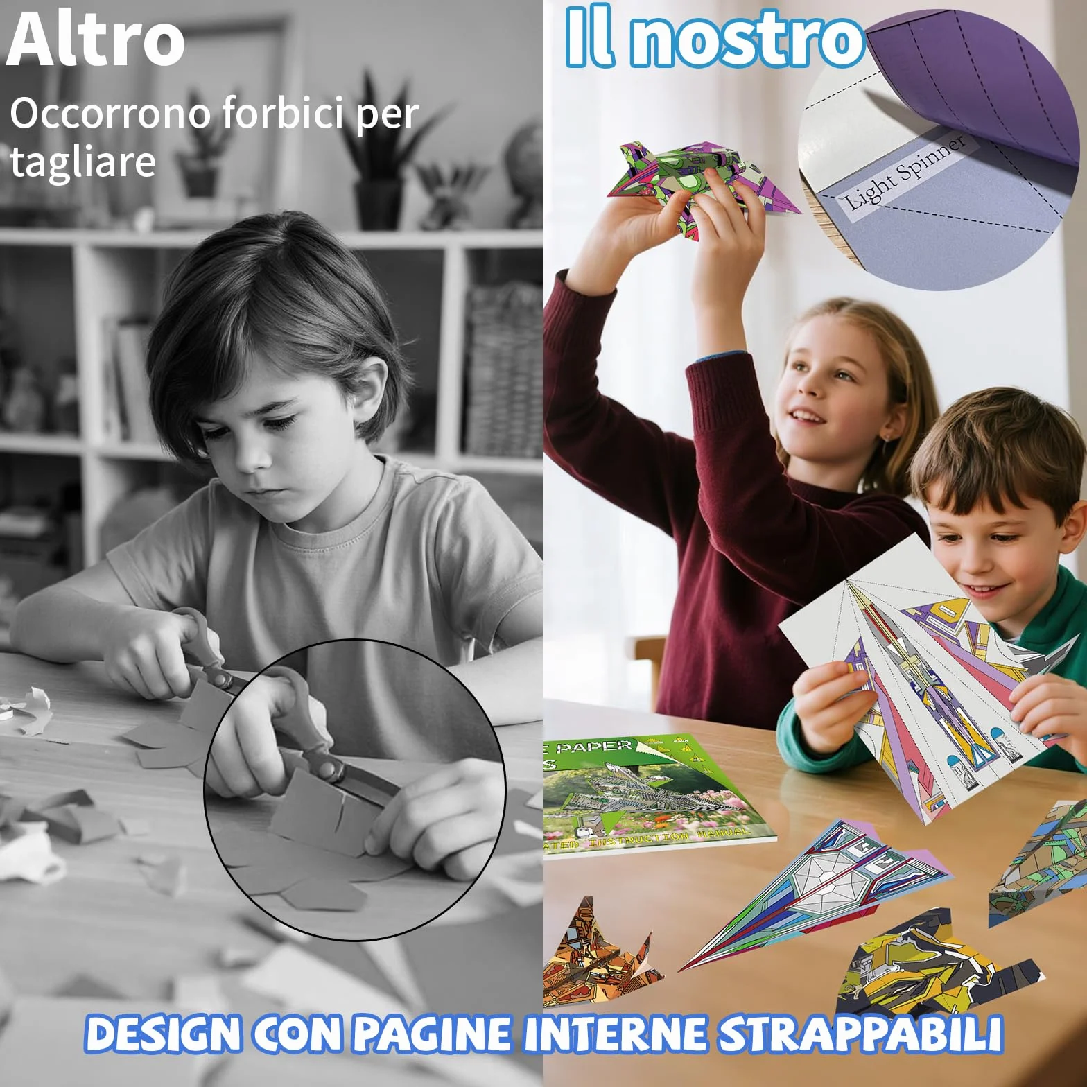 Elfew 48 Aerei di Carta da Piegare e Lanciare, Origami per Bambini, Aeroplani Carta Origami - Aerei Giocattolo Adatto a Bambini dai 6 8 9 10 Anni