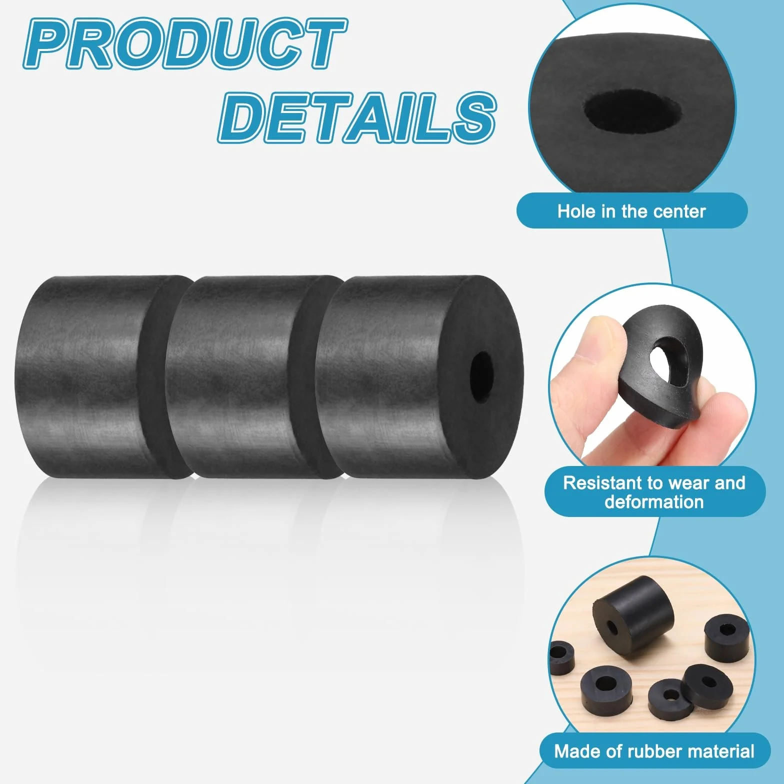 QUARKZMAN 60 Pz Distanziatore Rotondo Gomma, 12x3x8 mm (OD*ID*Spessore) Anello Rotondo Antivibrante Boccola In Gomma - Versatile per Edilizia, Automotive, Nautico e Elettrodomestici