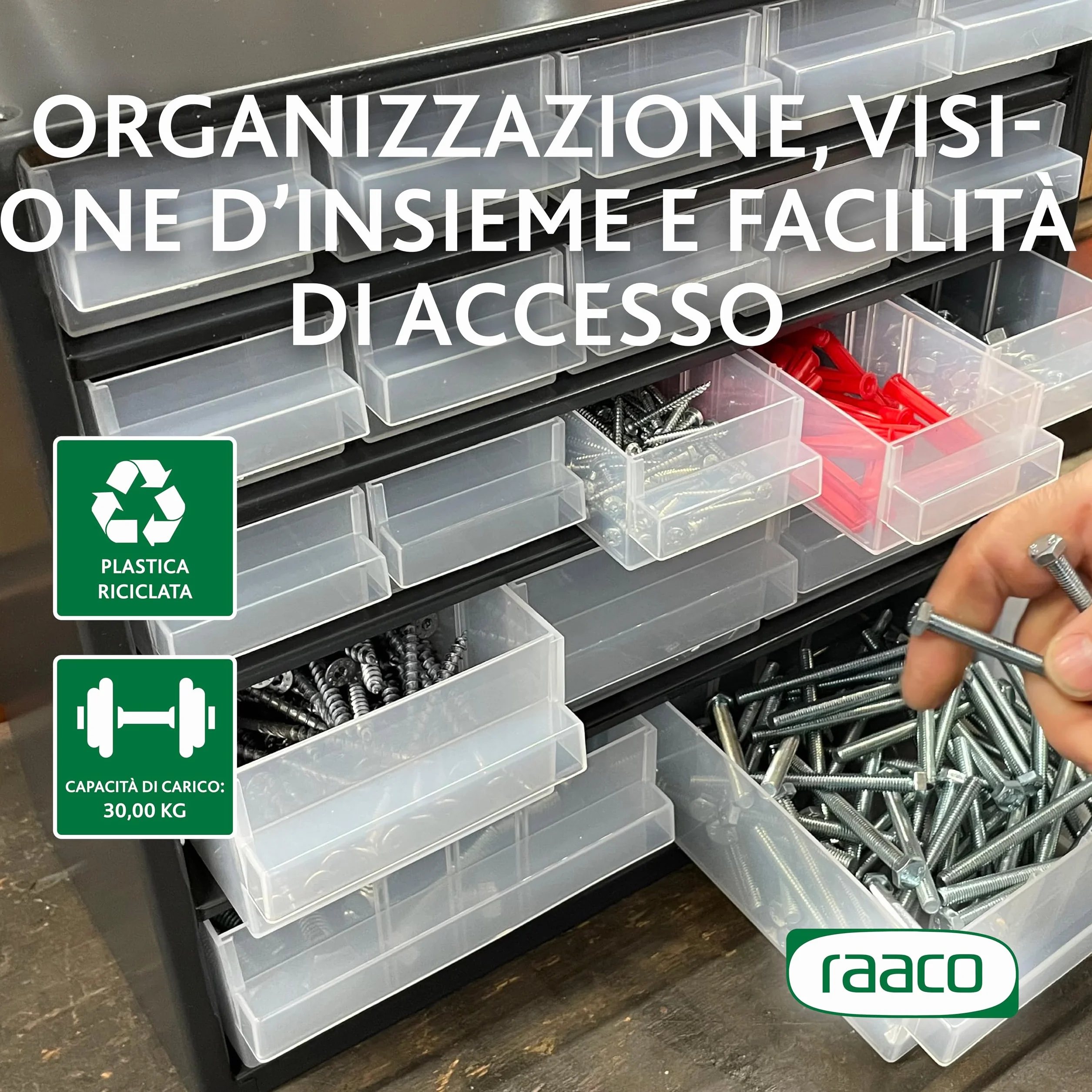Raaco C9-45 45-cassetti Contenitore per piccoli componenti 30 kg 15x30,6x42 cm acciaio rivestito