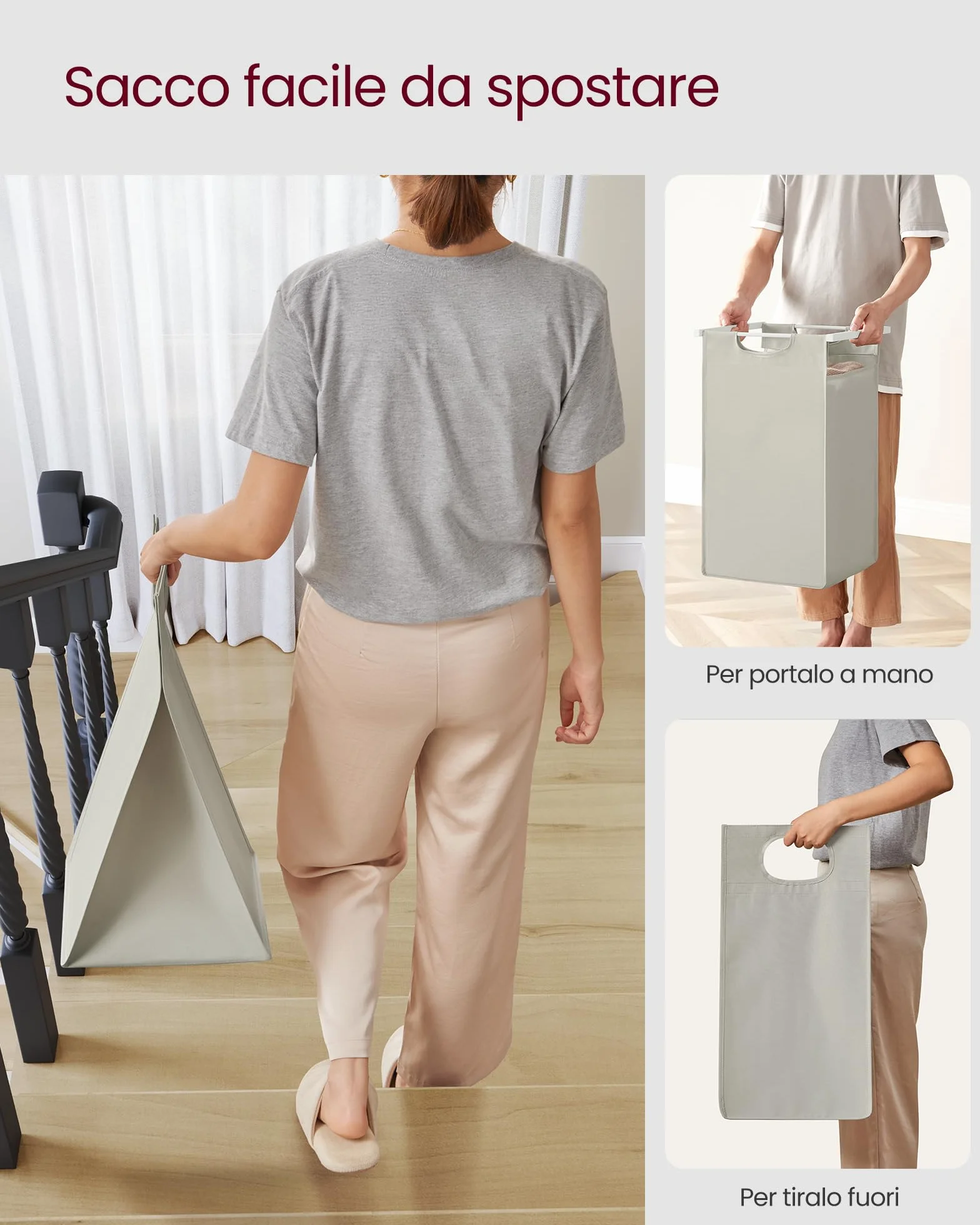VASAGLE Cesto Portabiancheria, Porta Biancheria con 2 Sacchi Estraibili e Rimovibili, 2 Ripiani Portaoggetti, 46L per Sacco, per Bagno, Lavanderia, Bianco BLH211W01