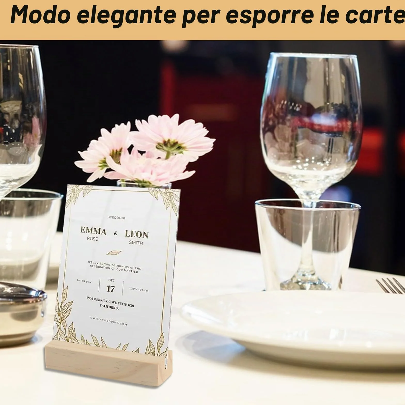 Portacarte in legno, 16 pezzi, porta biglietti da tavolo, porta foto, porta cartoline, menù, per matrimoni, feste di compleanno, con 2 fogli di adesivi a pois
