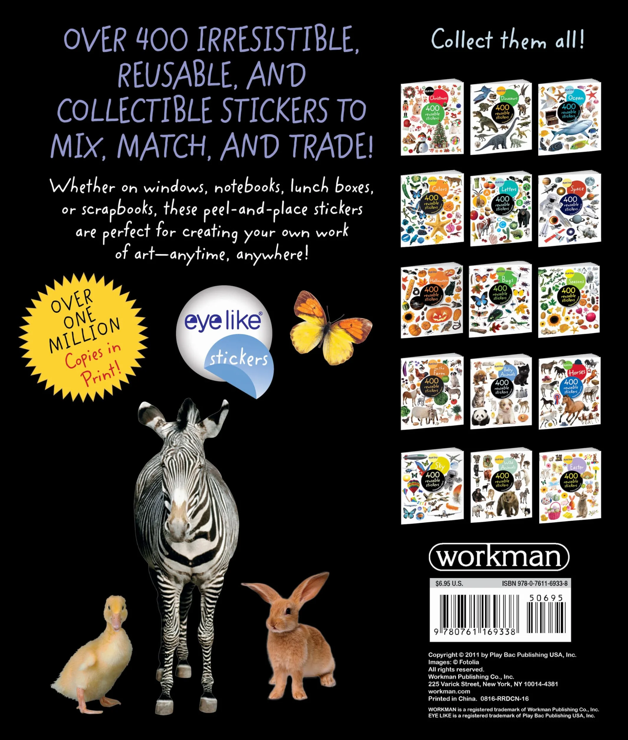 Workman Publishing Animals: 400 reusable stickers inspired by nature (Eye Like Stickers), multicolour, 1, 9780761169338