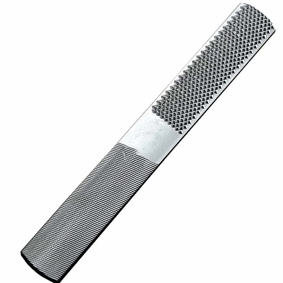 Raspa per Legno 4 in 1, Lima Acciaio 200mm. Superfici Piana/Mezza Tonda (Grossa/Fine). Senza Manico per Falegnameria, Liuteria e Riparazione Pianoforte. Attrezzo da Lavoro