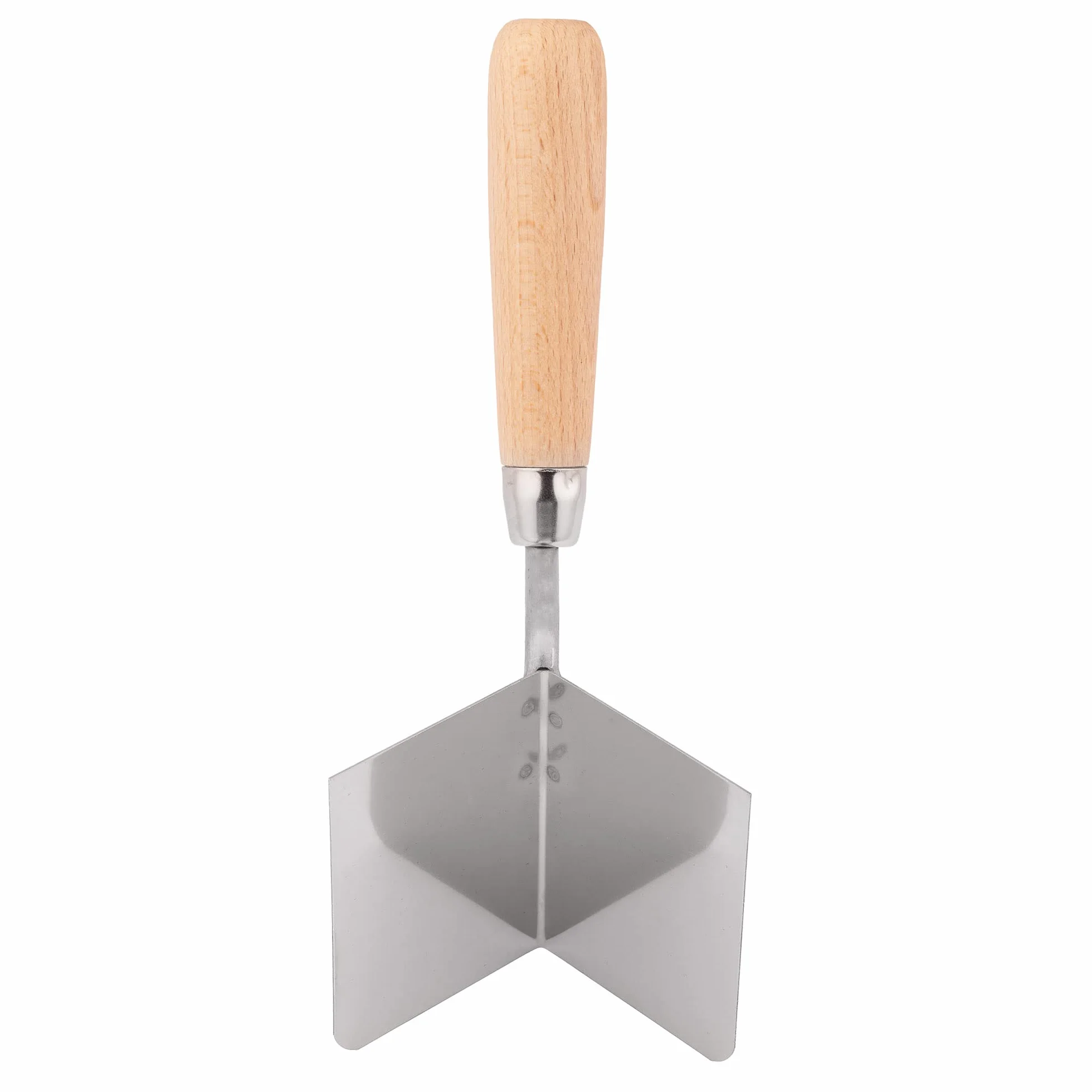 Mivos Cazzuola Angolare Esterna 80 x 60 mm in Acciaio Inox - Spatola Angolare per Stucco per Angoli Esterni - Manico in Legno - Spatola Antiruggine - Angolo di 90° - Prodotto in UE