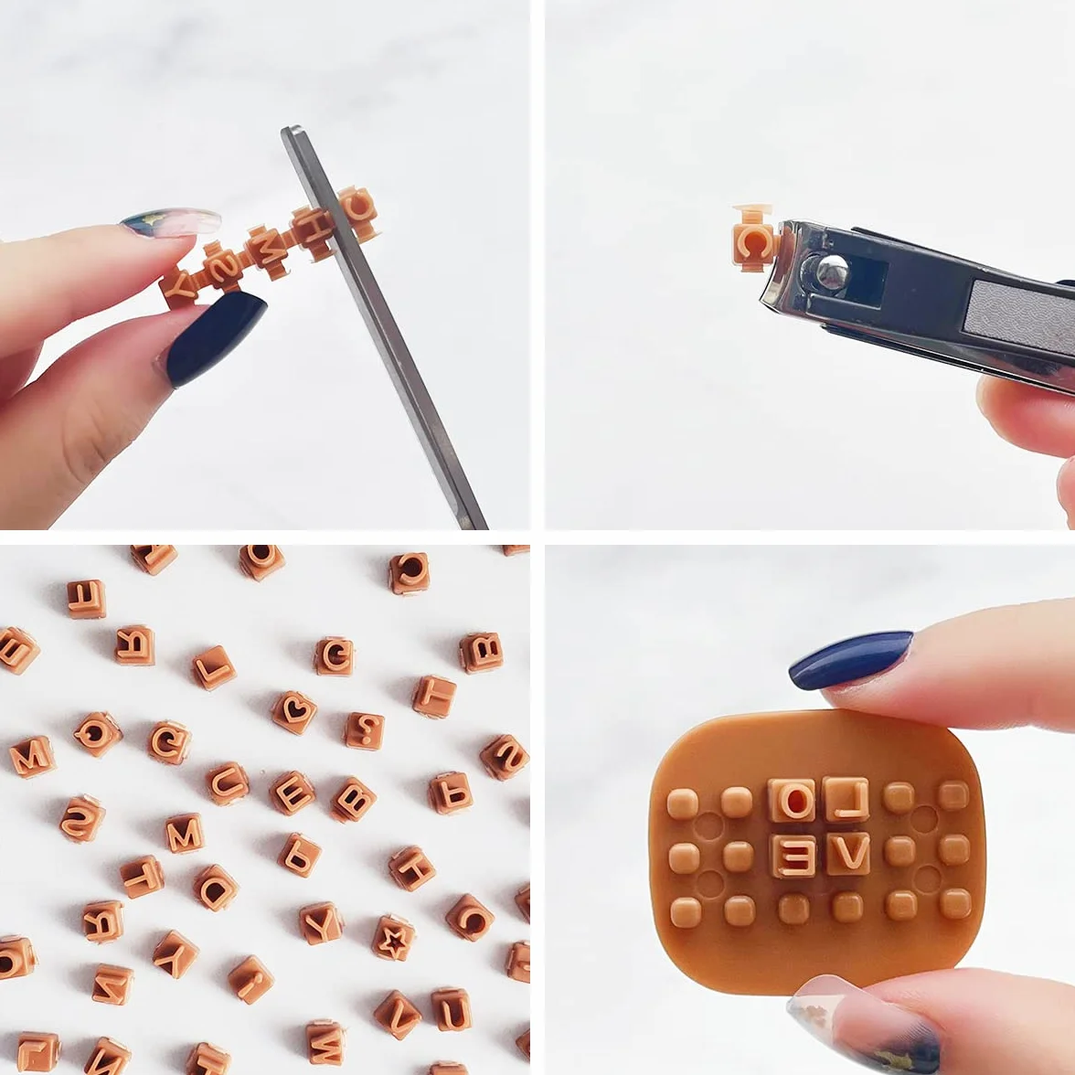 Keoker Timbri a forma di lettera per argilla, timbro in ceramica con doppio piccolo alfabeto utilizzati anche come stampini per biscotti