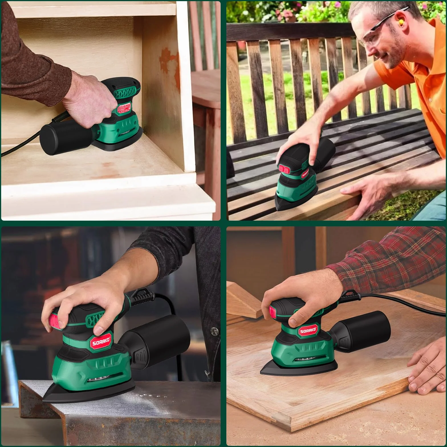 SORAKO Levigatrice Mouse 220W 14000 OPM con Sacchetto Raccoglipolvere e Carta Abrasiva