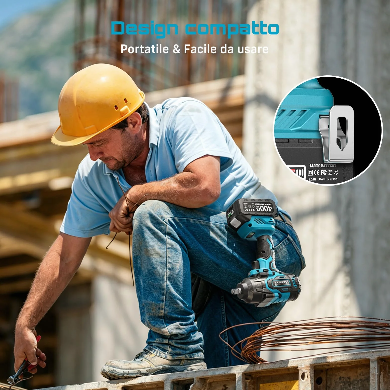 Seesii 1200 N·m Avvitatore a Impulsi 1/2" Elettrico Brushless 2 Batterie 4000 mAh con 5 Bussole