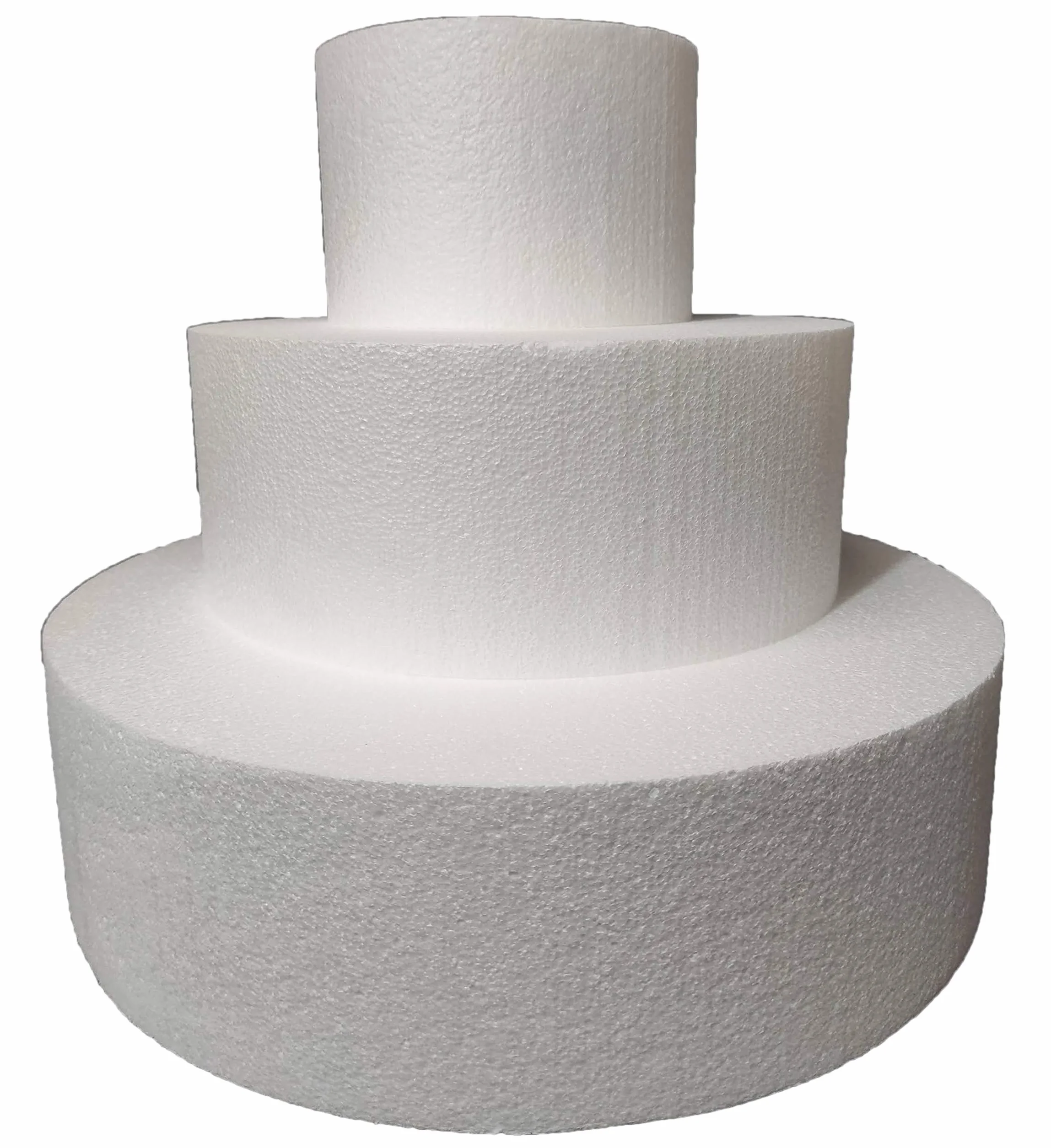 Set 3 Piani Polistirolo, Disco Polistirolo Rotondo Ø 15-25-35 H 10 cm per Torte finte Compleanno, Battesimo, Nascita, Comunioni, Feste in Genere