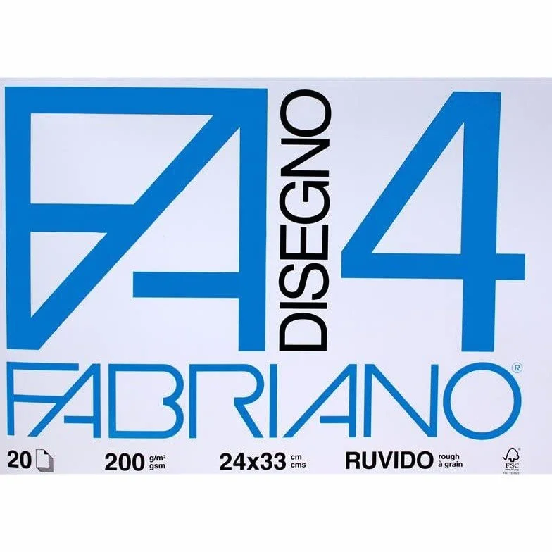 Fabriano F4 Ruvido Album da Disegno, 24 x 33 cm, Set da 2 Blocchi