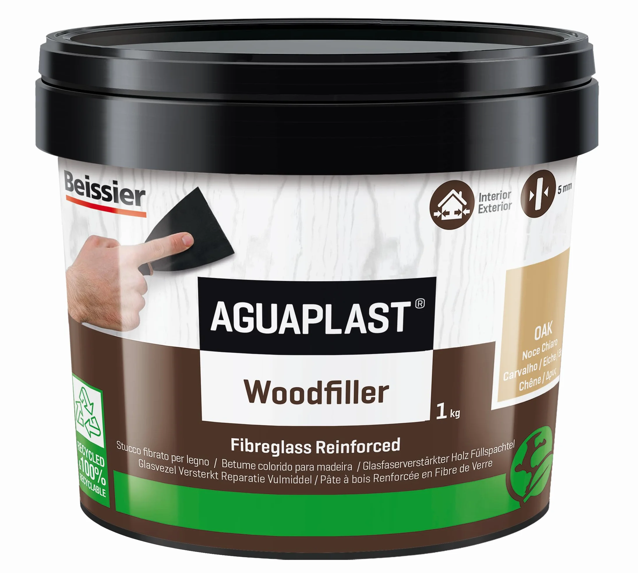 Stucco per Legno Pronto all’Uso – Aguaplast Woodfiller Colore Noce chiaro 1 kg Fibrorinforzato – Riempitivo per Buchi e Crepe su Mobili, Infissi e Pavimenti – Verniciabile Senza Fondo