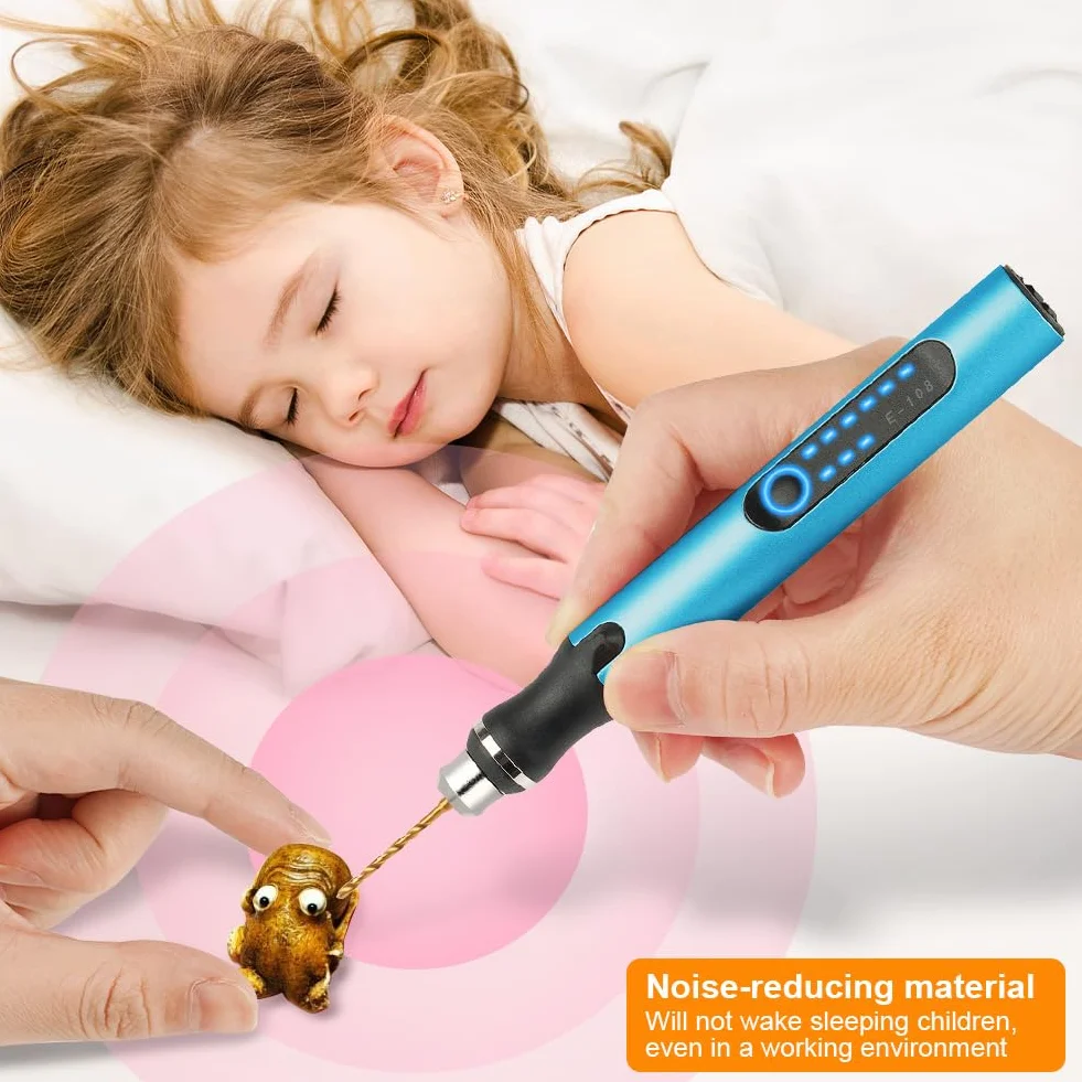 Ainiv Mini Trapano Elettrico a 3 Velocità, Utensile Rotante Multifunzione con 10 Piccoli Trapani, Ricarica USB, Blu