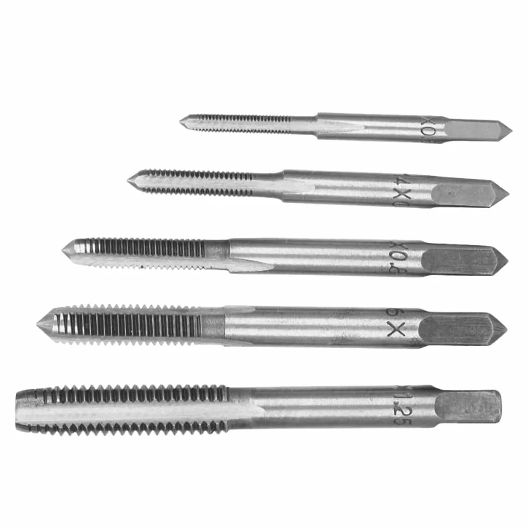 Set di Utensili per Filettare, 5 Pezzi, Maschi Per Filettatura A Flauto Dritto, Taglio Filettatura Rubinetti Tappo a Vite Maschi Metrico Set, M3 M4 M5 M6 M8, per Macchine Utensili in Acciaio