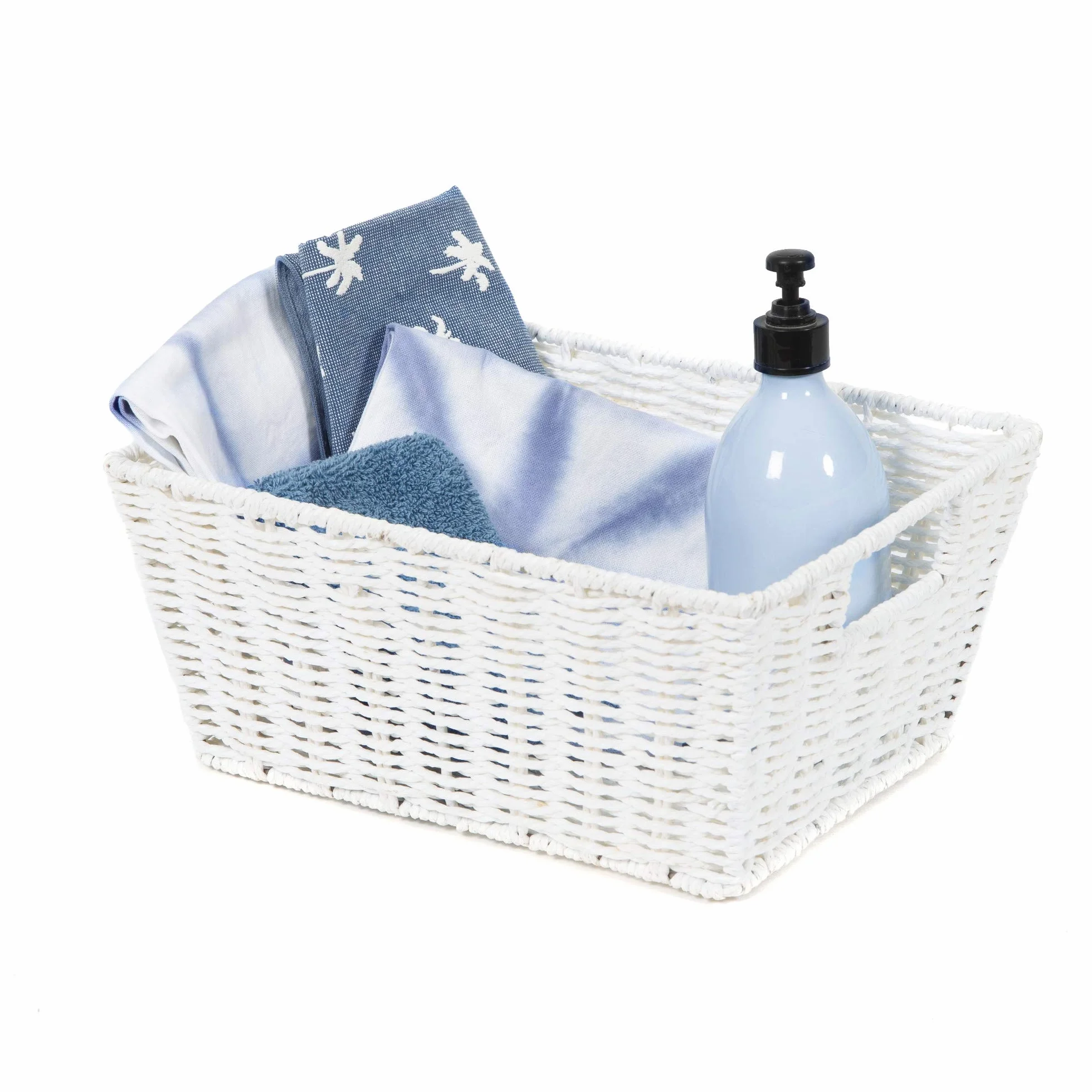 Compactor Etna Cesto Rettangolare in Carta Intrecciata a Mano Bianco 31 x 24 x H. 14 cm