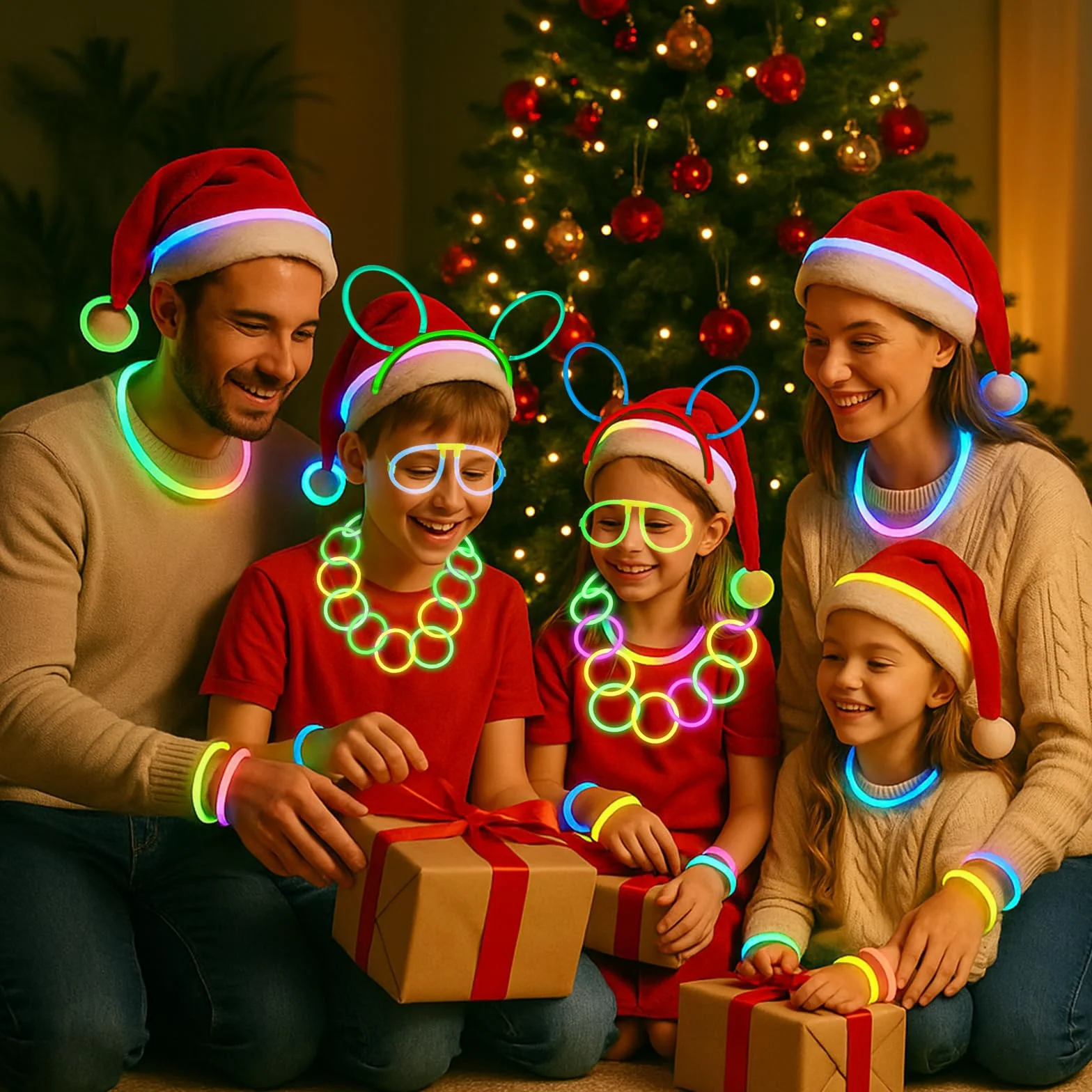 Bastoncini Luminosi Fluo 100 Pezzi - Braccialetti Fluorescenti con Connettori per Festa Compleanno Carnevale